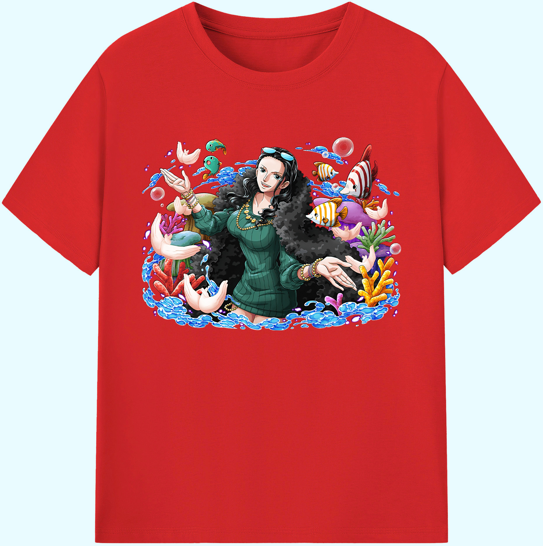 ワンピース ニコ・ロビン ONE PIECE Nico Robin 綿100％ メンズ半袖Tシャツ｜肌触りやわらか＆通気性