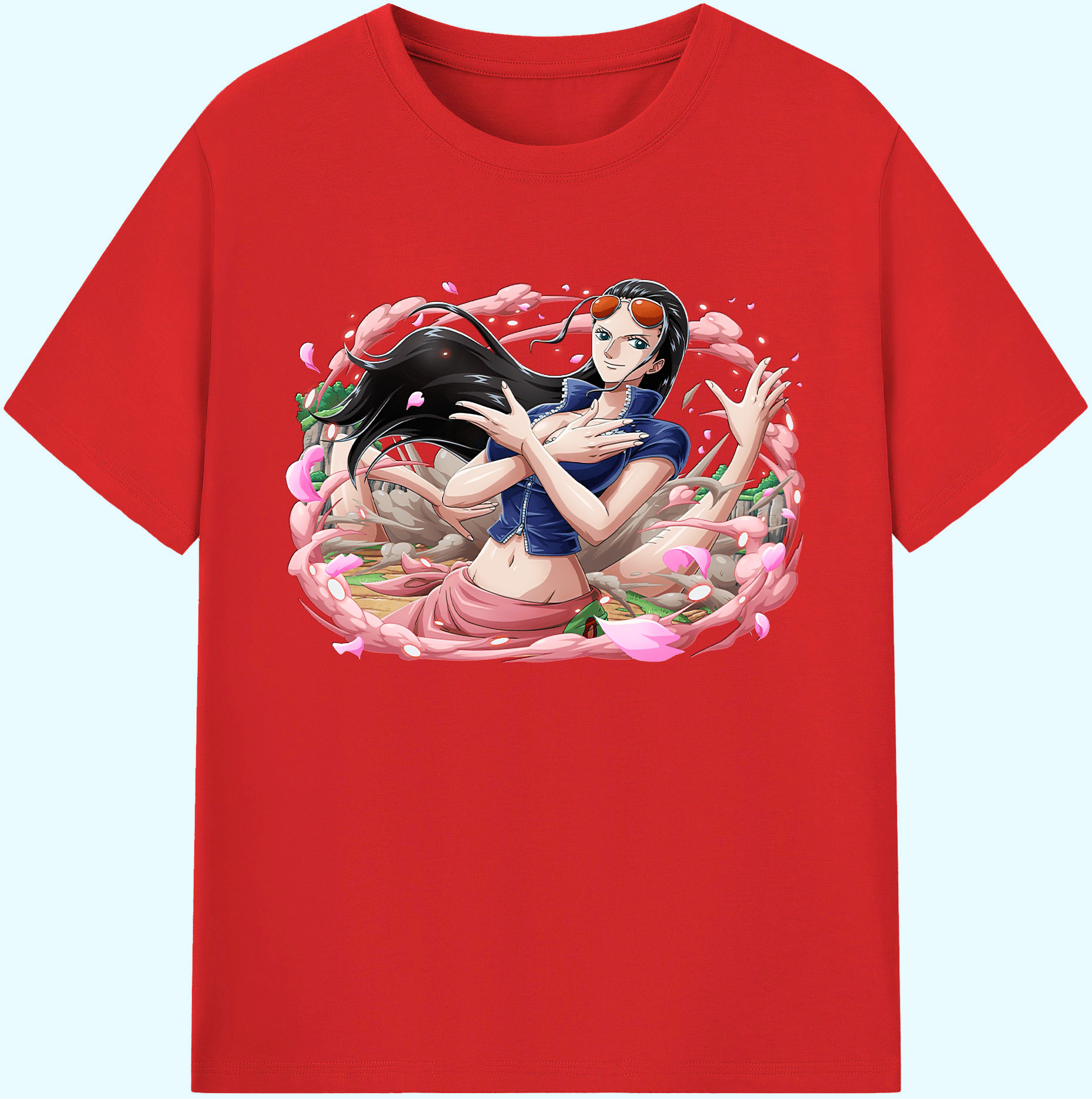 ワンピース ニコ・ロビン ONE PIECE Nico Robin 綿100％ メンズ半袖Tシャツ｜肌触りやわらか＆通気性