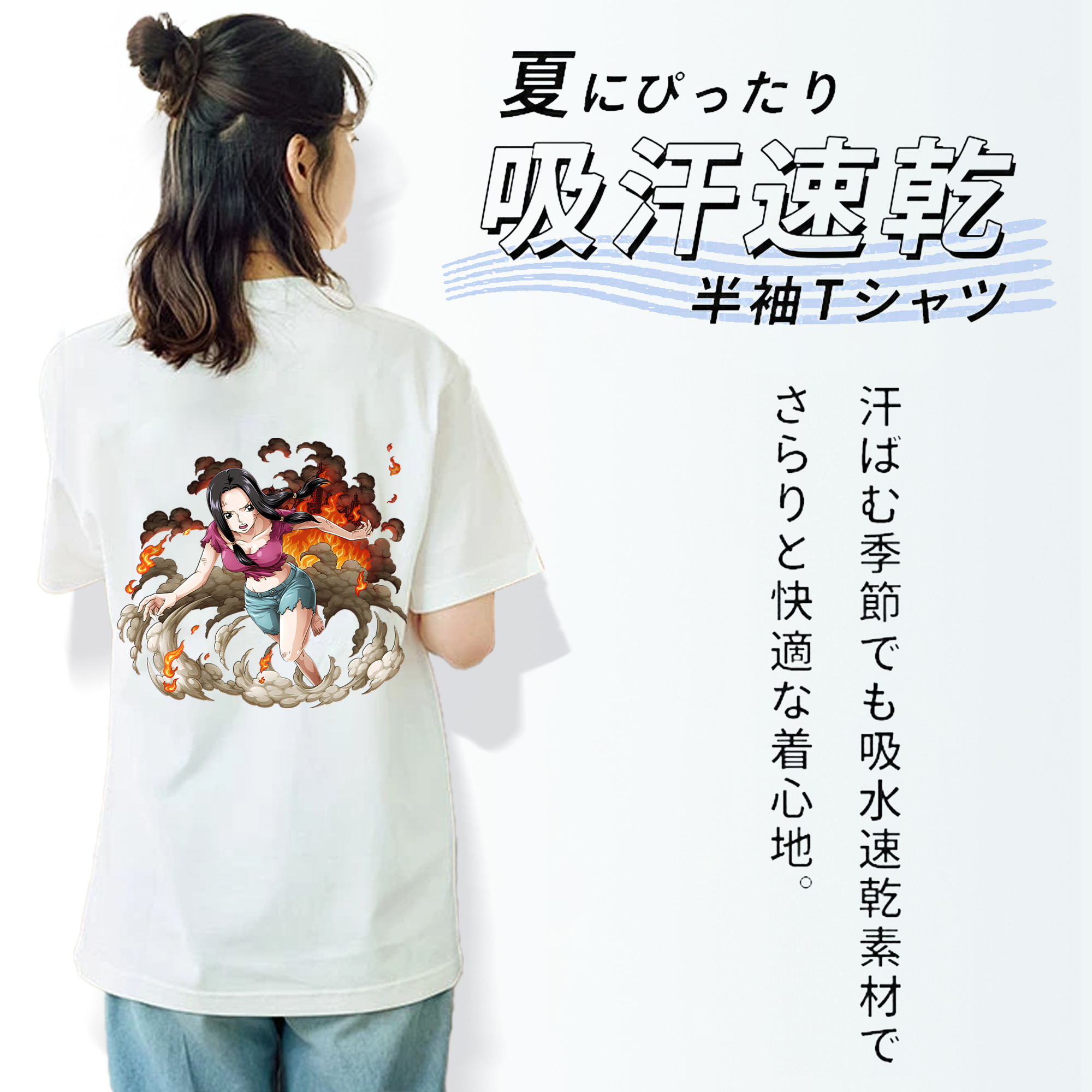 ワンピース ニコ・ロビン ONE PIECE Nico Robin レディース半袖Tシャツ(バックプリント)