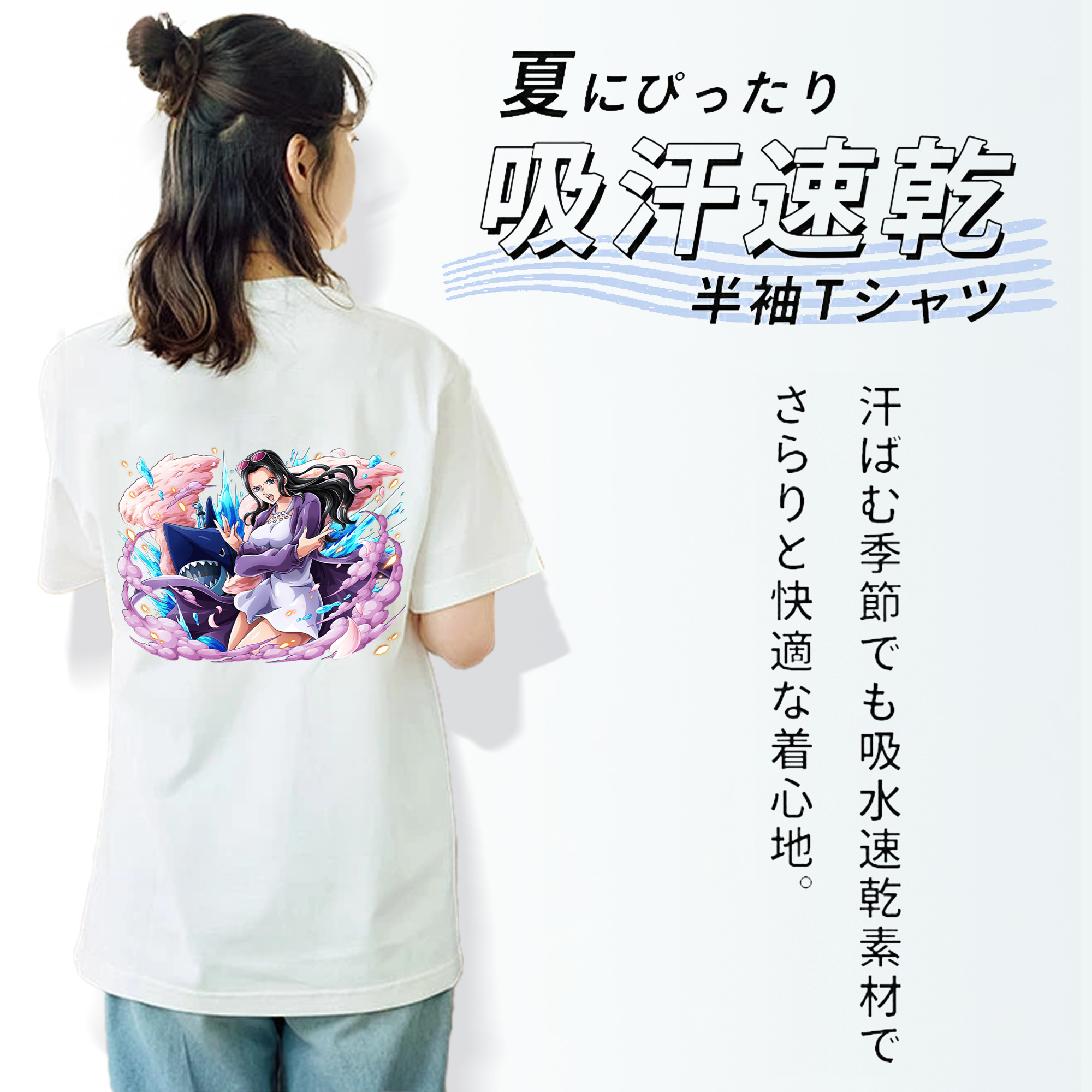 ワンピース ニコ・ロビン ONE PIECE Nico Robin レディース半袖Tシャツ(バックプリント)