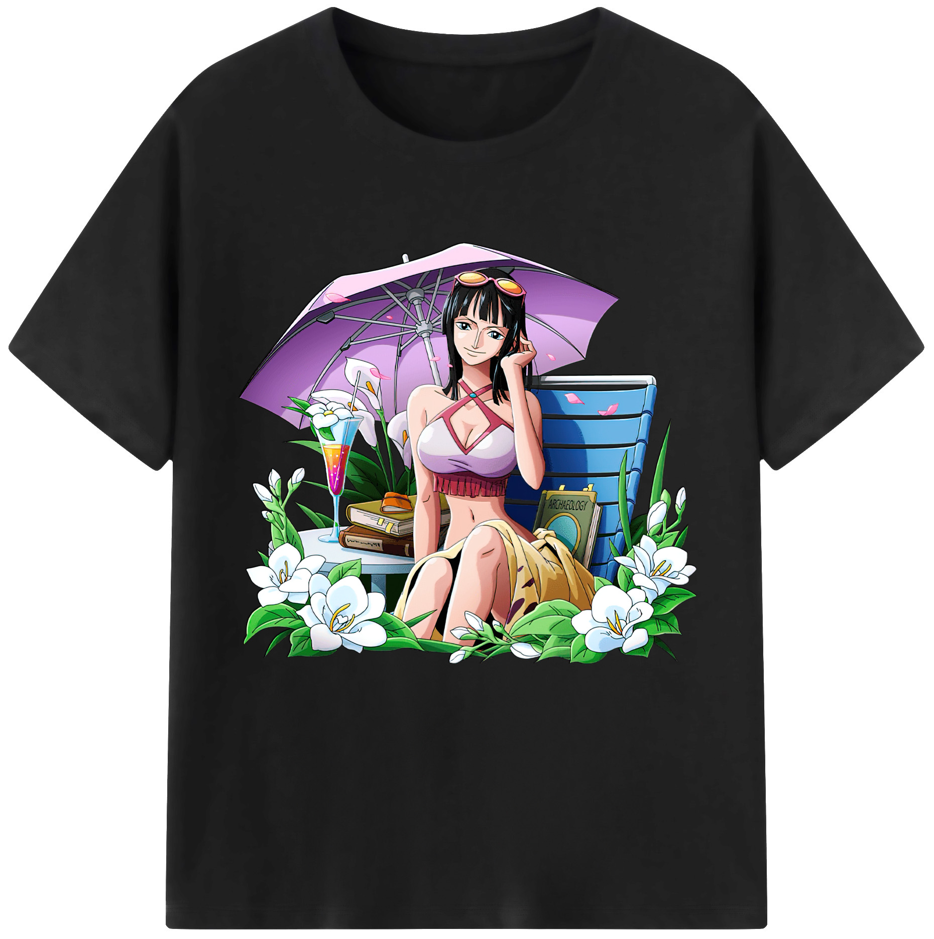 ワンピース ニコ・ロビン ONE PIECE Nico Robin レディースカジュアルプリントTシャツ（綿100％）