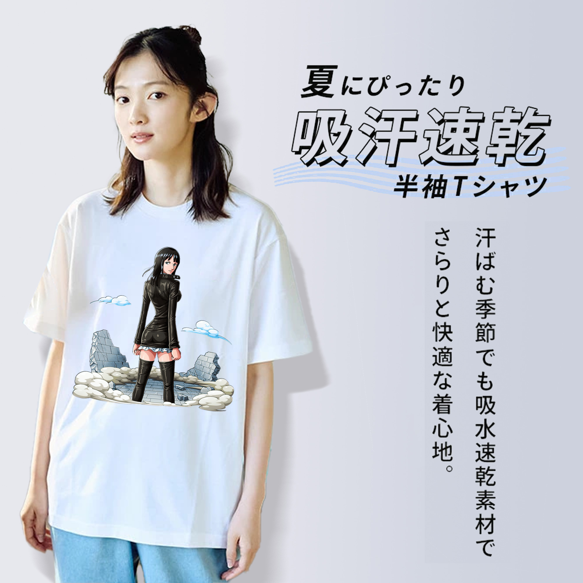 ワンピース ニコ・ロビン ONE PIECE Nico Robin レディースカジュアルプリントTシャツ（綿100％）