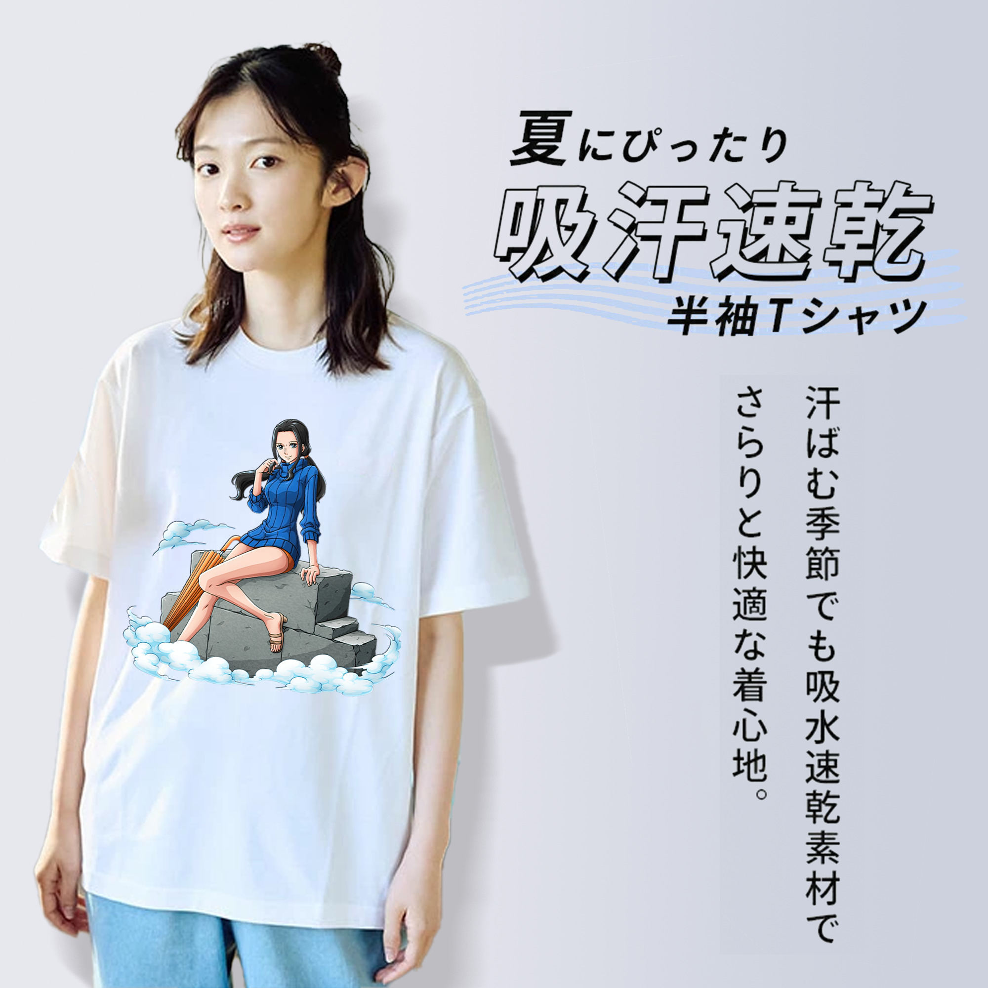 ワンピース ニコ・ロビン ONE PIECE Nico Robin レディースカジュアルプリントTシャツ（綿100％）