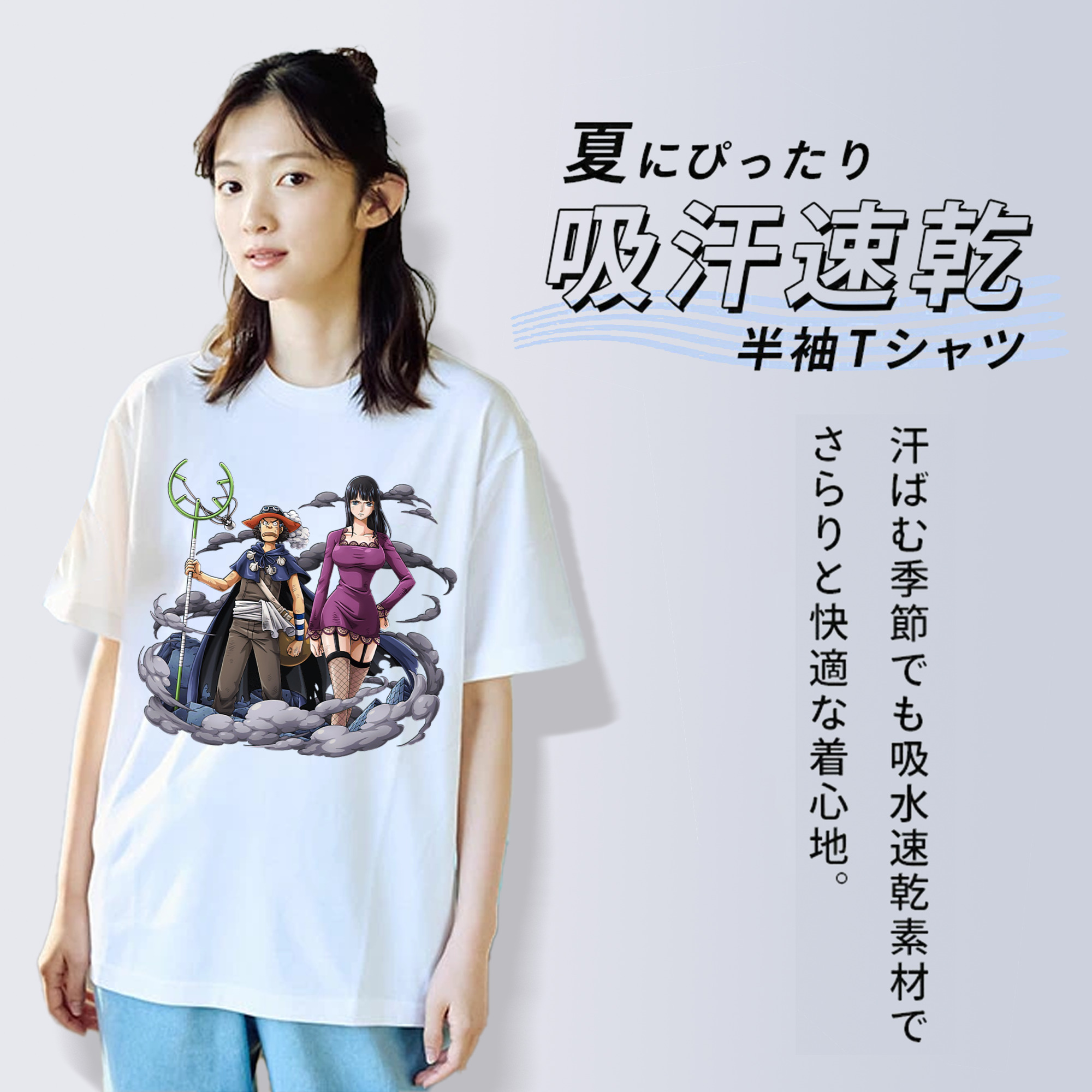 ワンピース ニコ・ロビン ONE PIECE Nico Robin レディースカジュアルプリントTシャツ（綿100％）