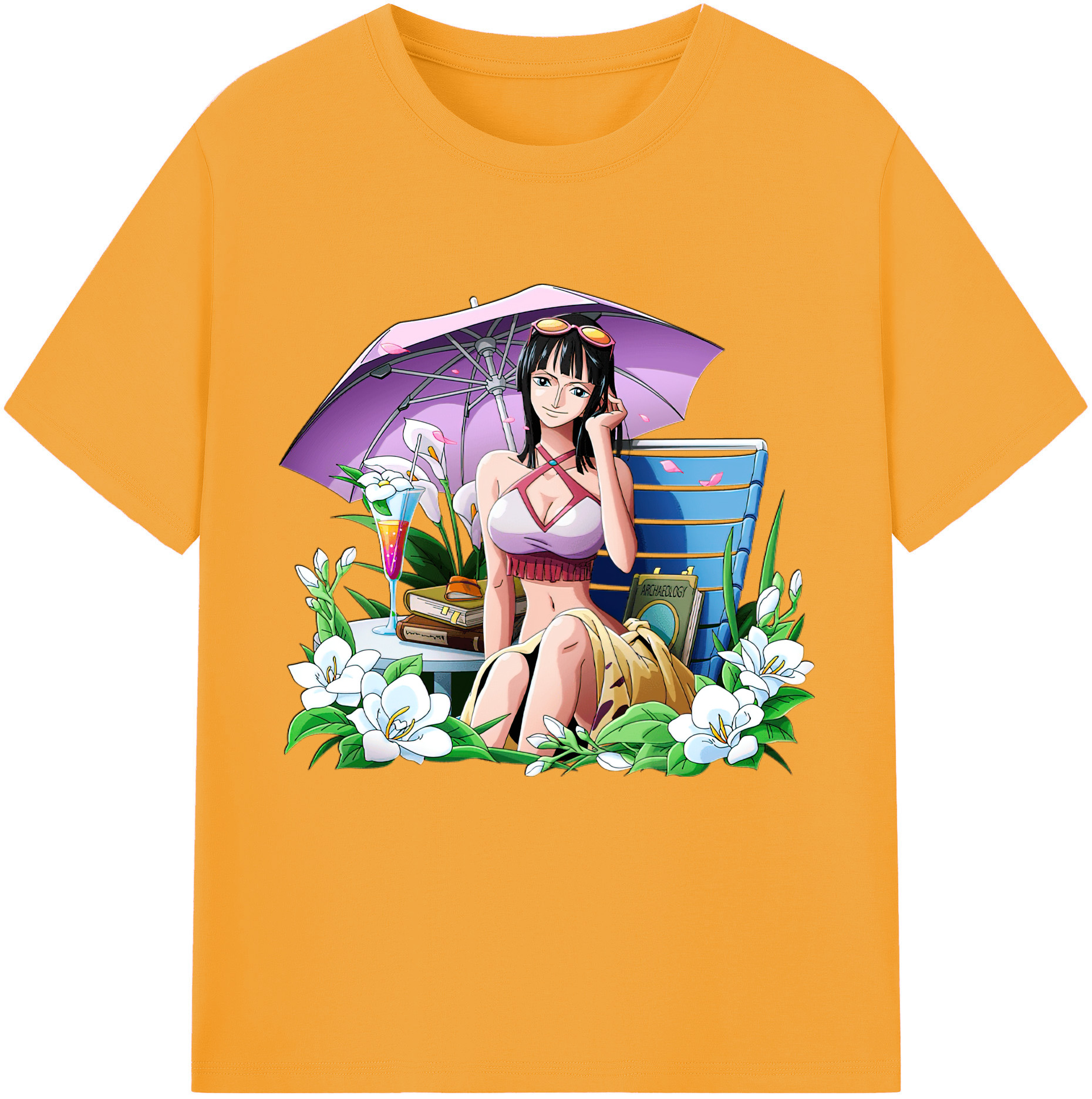 ワンピース ニコ・ロビン ONE PIECE Nico Robin レディースカジュアルプリントTシャツ（綿100％）