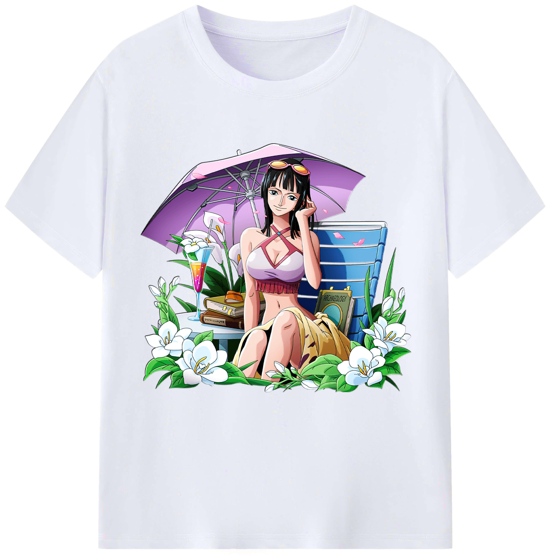 （画像用） ワンピース ニコ・ロビン ONE PIECE Nico Robin レディースカジュアルプリントTシャツ（綿100％）