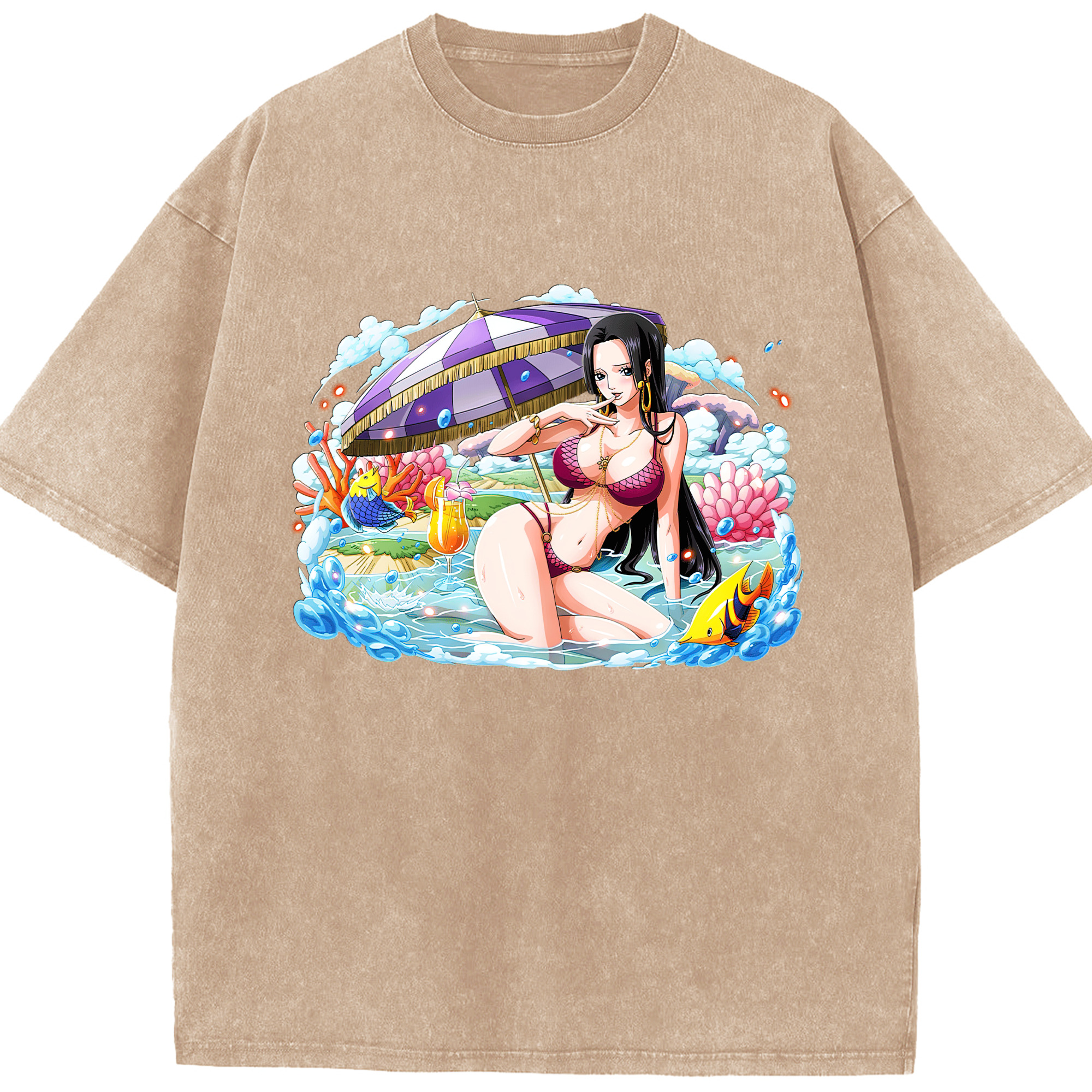 ワンピース ボア・ハンコック ONE PIECE Boa·Hancock 綿100% ヴィンテージ風 半袖Tシャツ（フロントプリント）