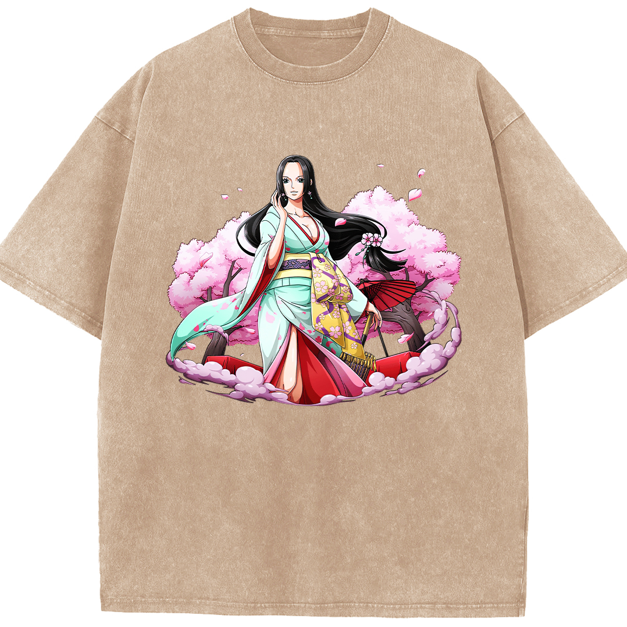 ワンピース ボア・ハンコック ONE PIECE Boa·Hancock 綿100% ヴィンテージ風 半袖Tシャツ（フロントプリント）