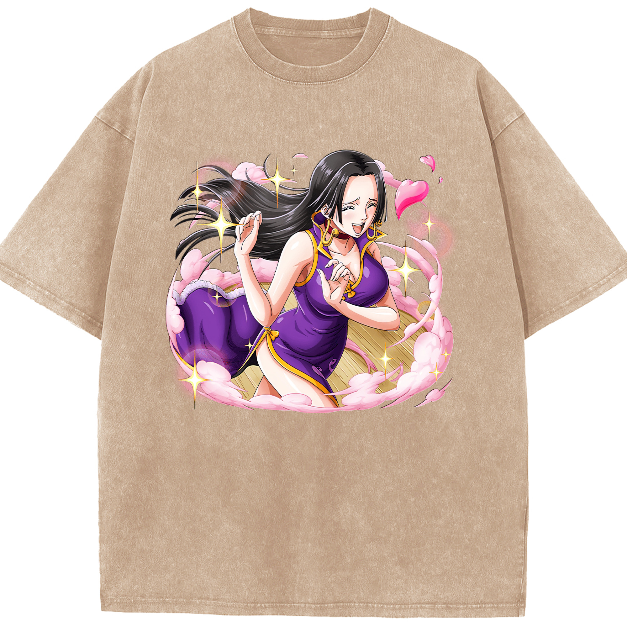 ワンピース ボア・ハンコック ONE PIECE Boa·Hancock 綿100% ヴィンテージ風 半袖Tシャツ（フロントプリント）