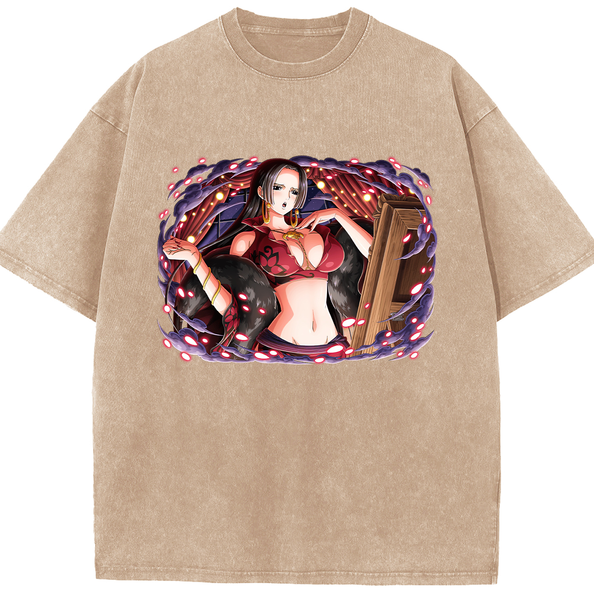 ワンピース ボア・ハンコック ONE PIECE Boa·Hancock 綿100% ヴィンテージ風 半袖Tシャツ（フロントプリント）