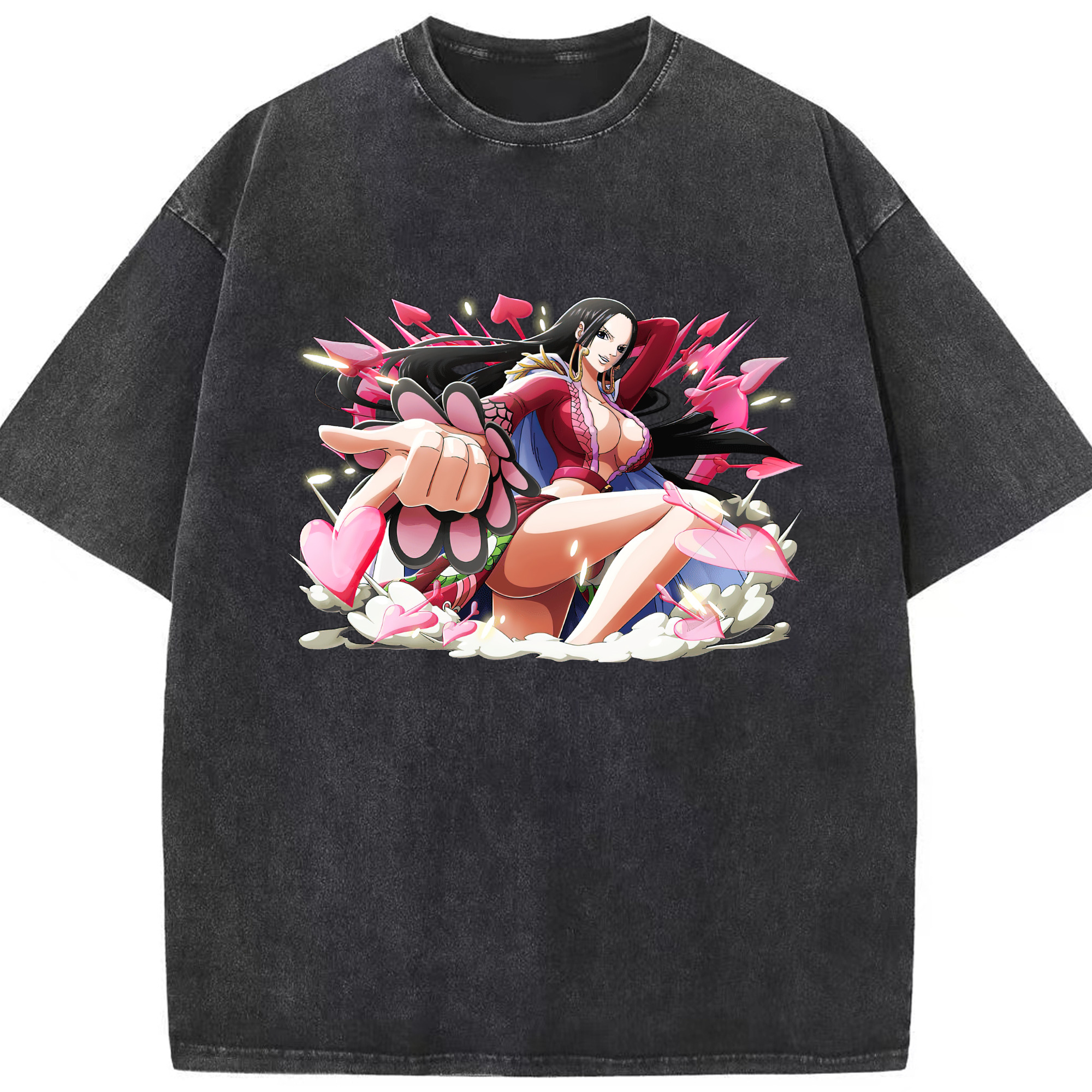 ワンピース ボア・ハンコック ONE PIECE Boa·Hancock 綿100% ヴィンテージ風 半袖Tシャツ（フロントプリント）