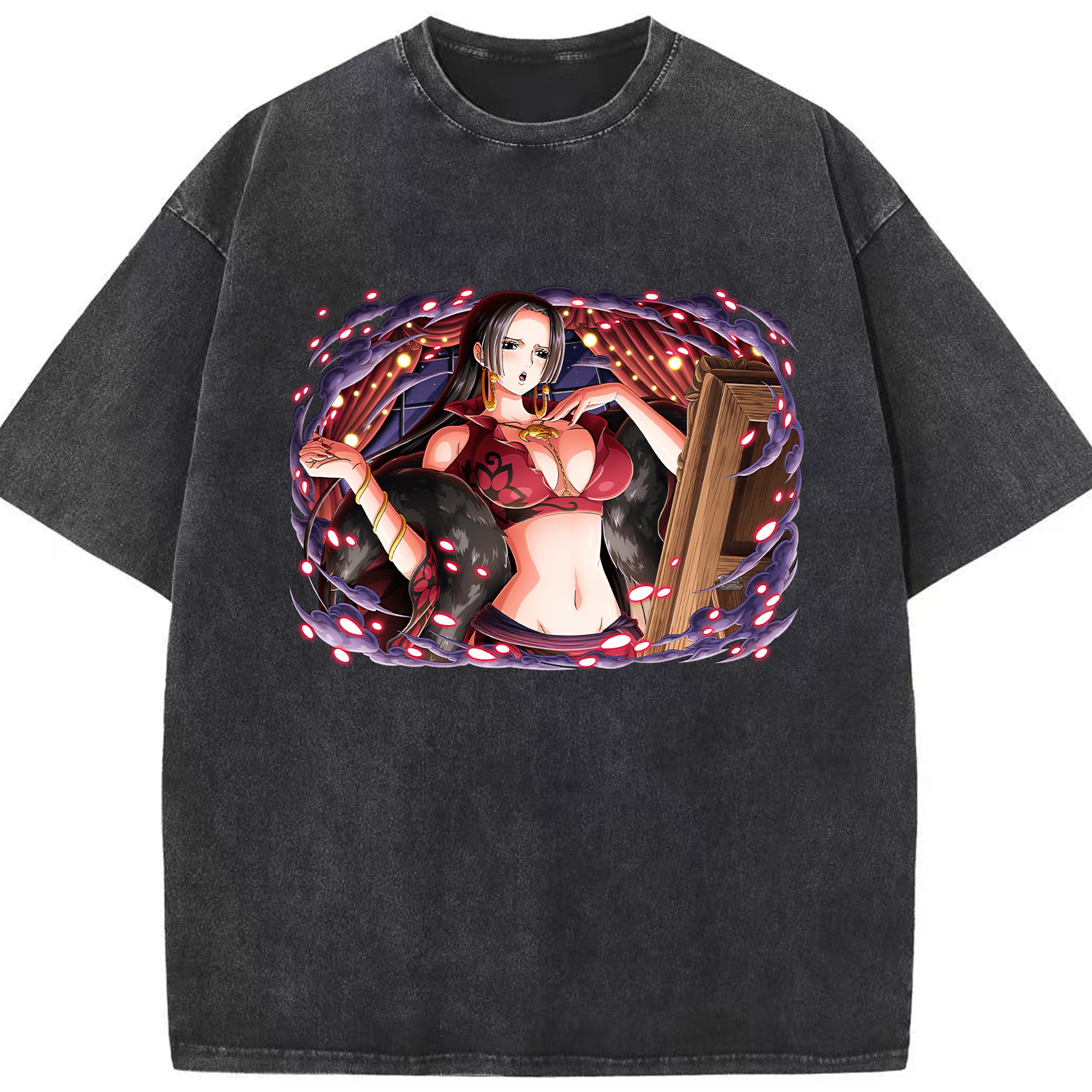 ワンピース ボア・ハンコック ONE PIECE Boa·Hancock 綿100% ヴィンテージ風 半袖Tシャツ（フロントプリント）