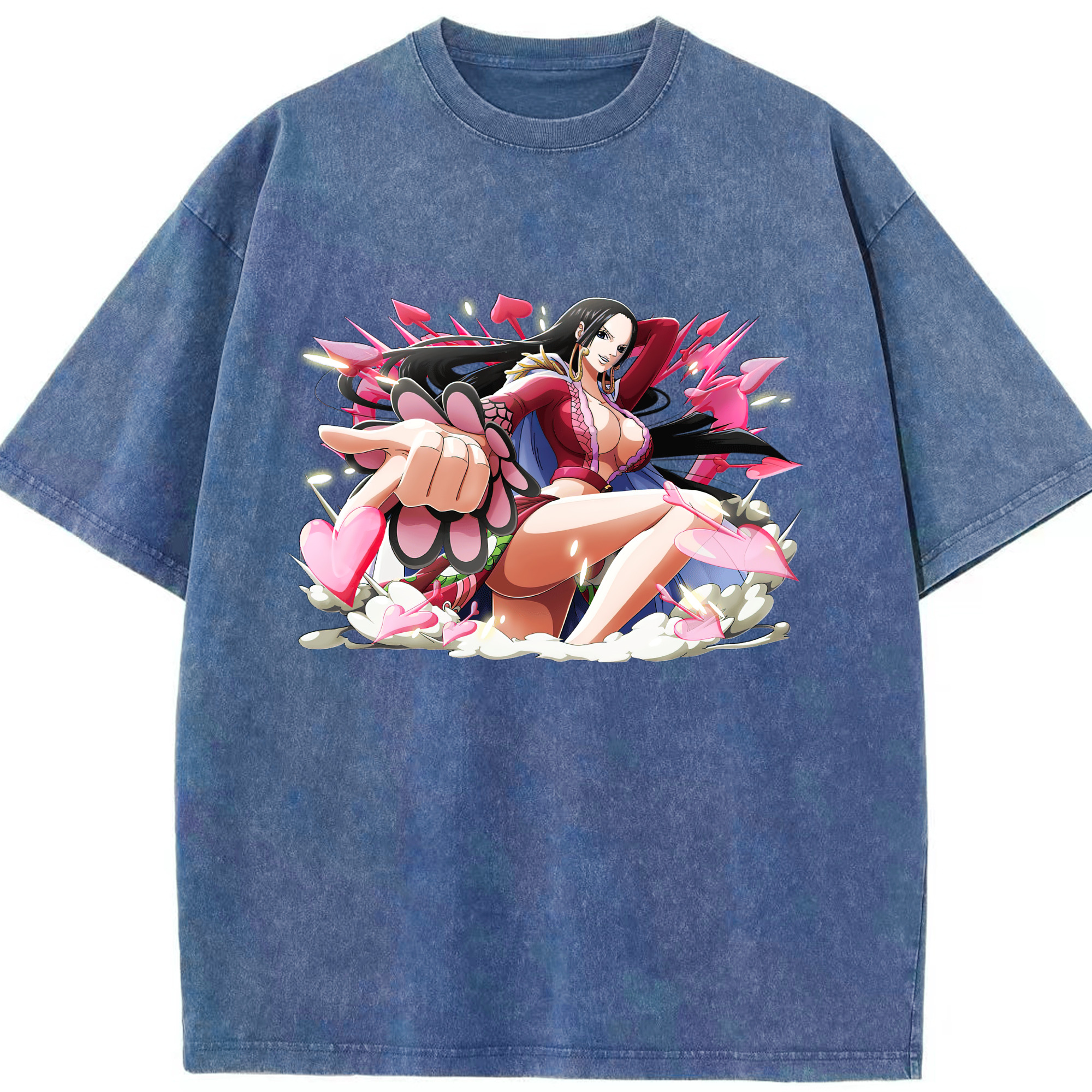 ワンピース ボア・ハンコック ONE PIECE Boa·Hancock 綿100% ヴィンテージ風 半袖Tシャツ（フロントプリント）