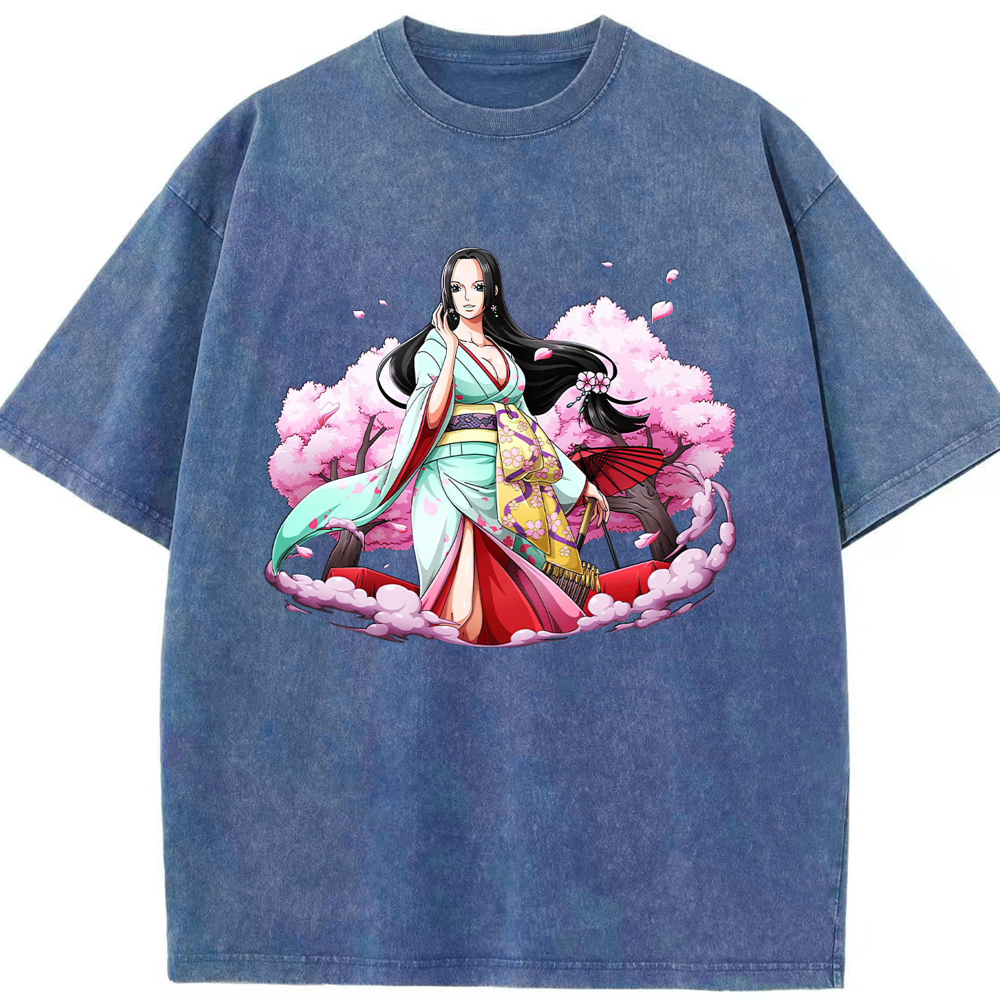 ワンピース ボア・ハンコック ONE PIECE Boa·Hancock 綿100% ヴィンテージ風 半袖Tシャツ（フロントプリント）