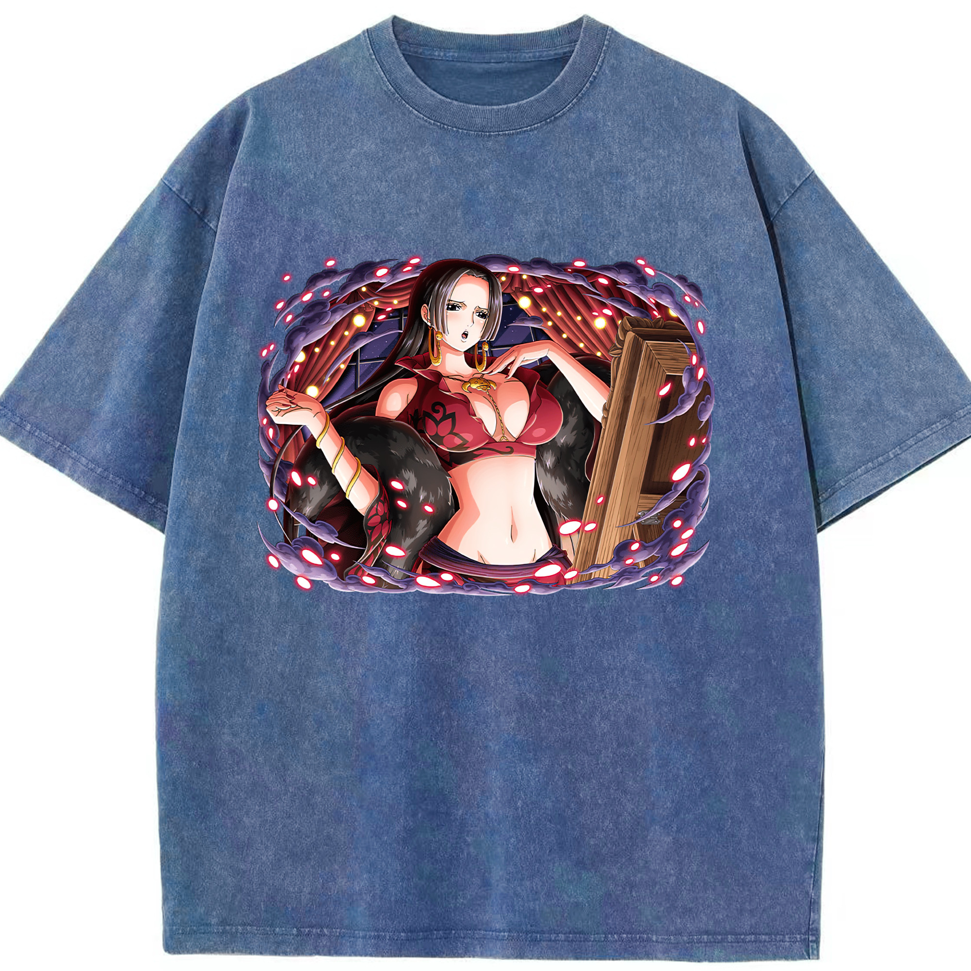 ワンピース ボア・ハンコック ONE PIECE Boa·Hancock 綿100% ヴィンテージ風 半袖Tシャツ（フロントプリント）