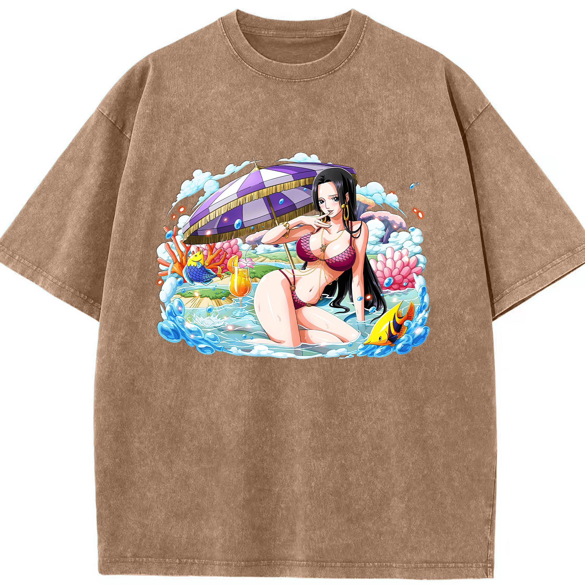 ワンピース ボア・ハンコック ONE PIECE Boa·Hancock 綿100% ヴィンテージ風 半袖Tシャツ（フロントプリント）