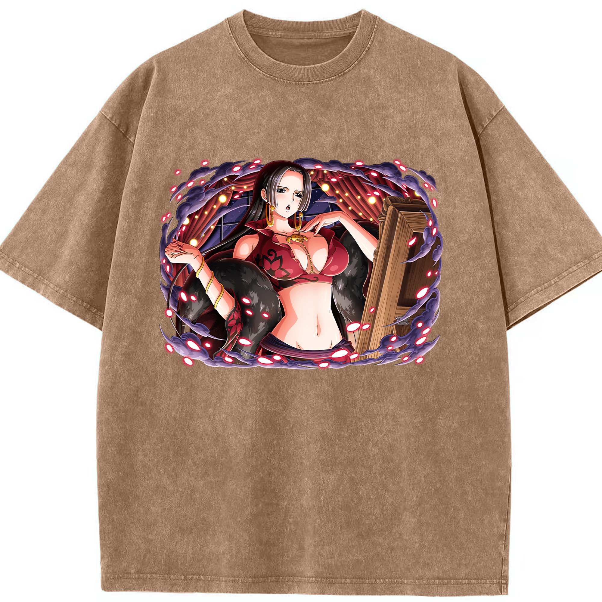 ワンピース ボア・ハンコック ONE PIECE Boa·Hancock 綿100% ヴィンテージ風 半袖Tシャツ（フロントプリント）