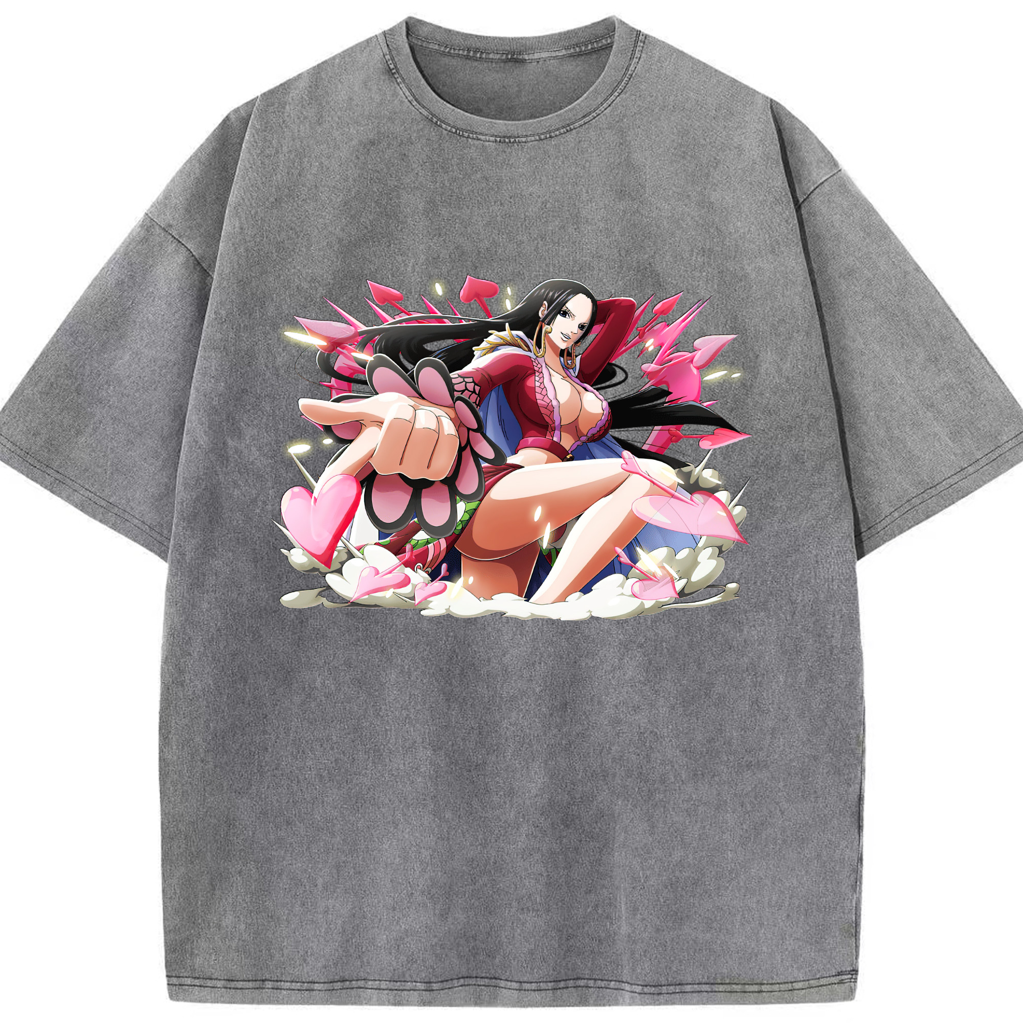 ワンピース ボア・ハンコック ONE PIECE Boa·Hancock 綿100% ヴィンテージ風 半袖Tシャツ（フロントプリント）