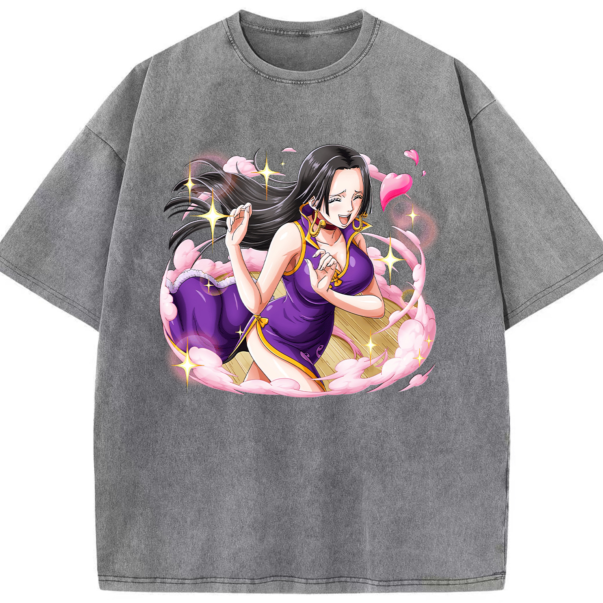 ワンピース ボア・ハンコック ONE PIECE Boa·Hancock 綿100% ヴィンテージ風 半袖Tシャツ（フロントプリント）