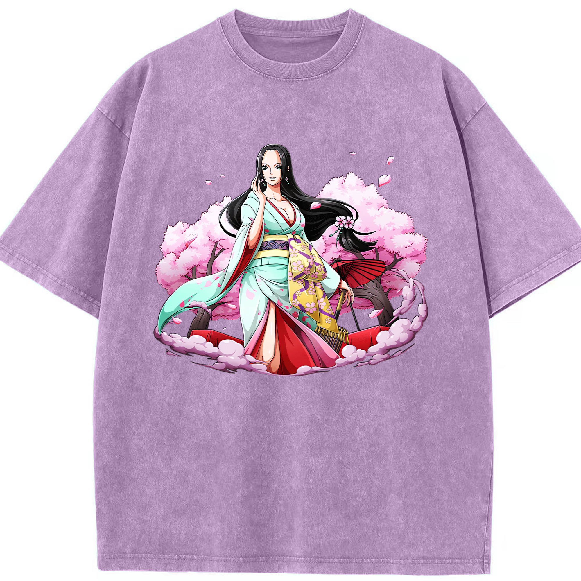 ワンピース ボア・ハンコック ONE PIECE Boa·Hancock 綿100% ヴィンテージ風 半袖Tシャツ（フロントプリント）