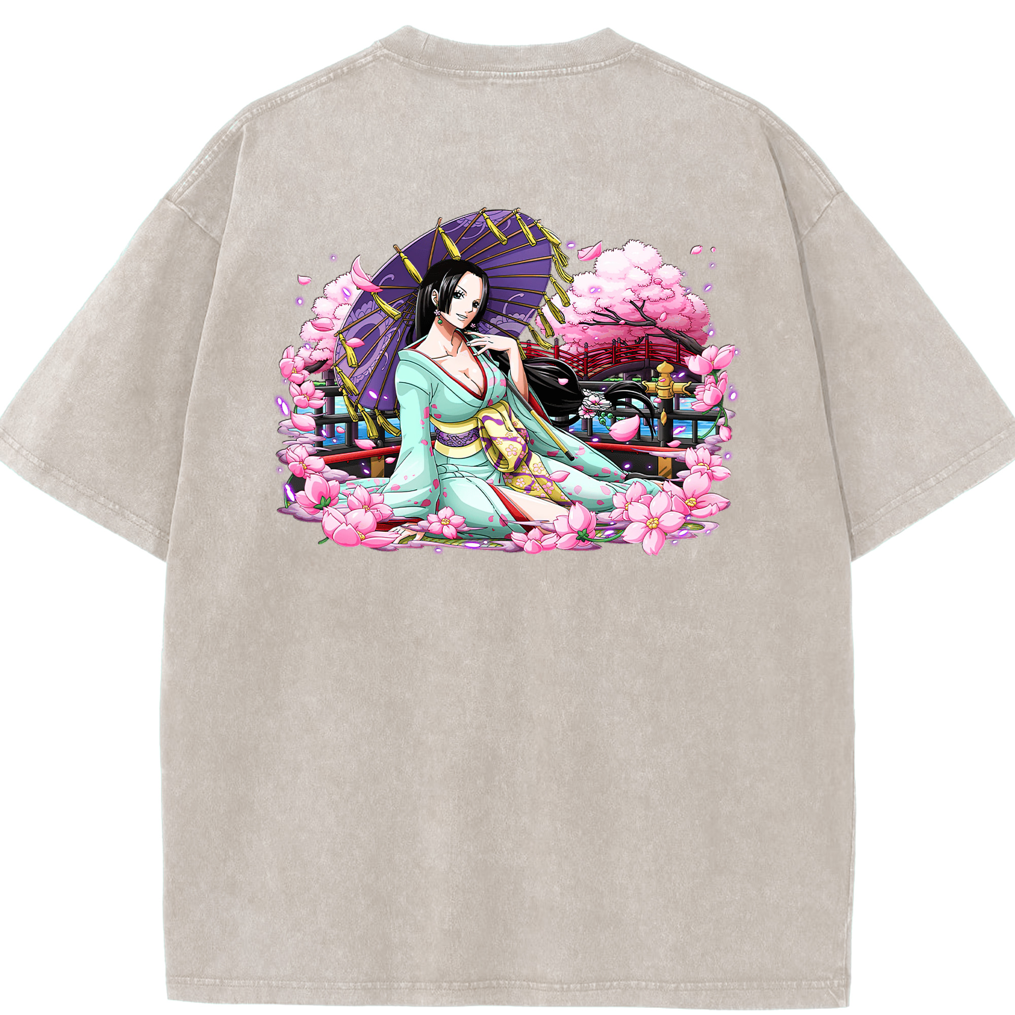ワンピース ボア・ハンコック ONE PIECE Boa·Hancock 綿100% ヴィンテージ風 半袖Tシャツ（背面プリント）