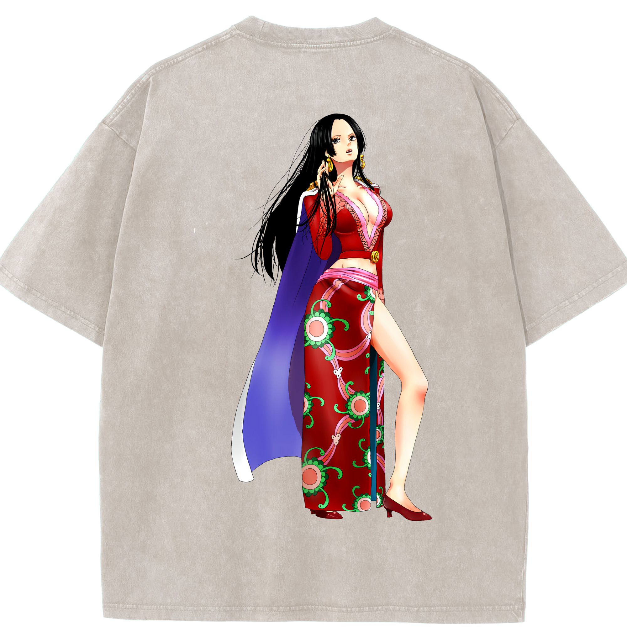 ワンピース ボア・ハンコック ONE PIECE Boa·Hancock 綿100% ヴィンテージ風 半袖Tシャツ（背面プリント）