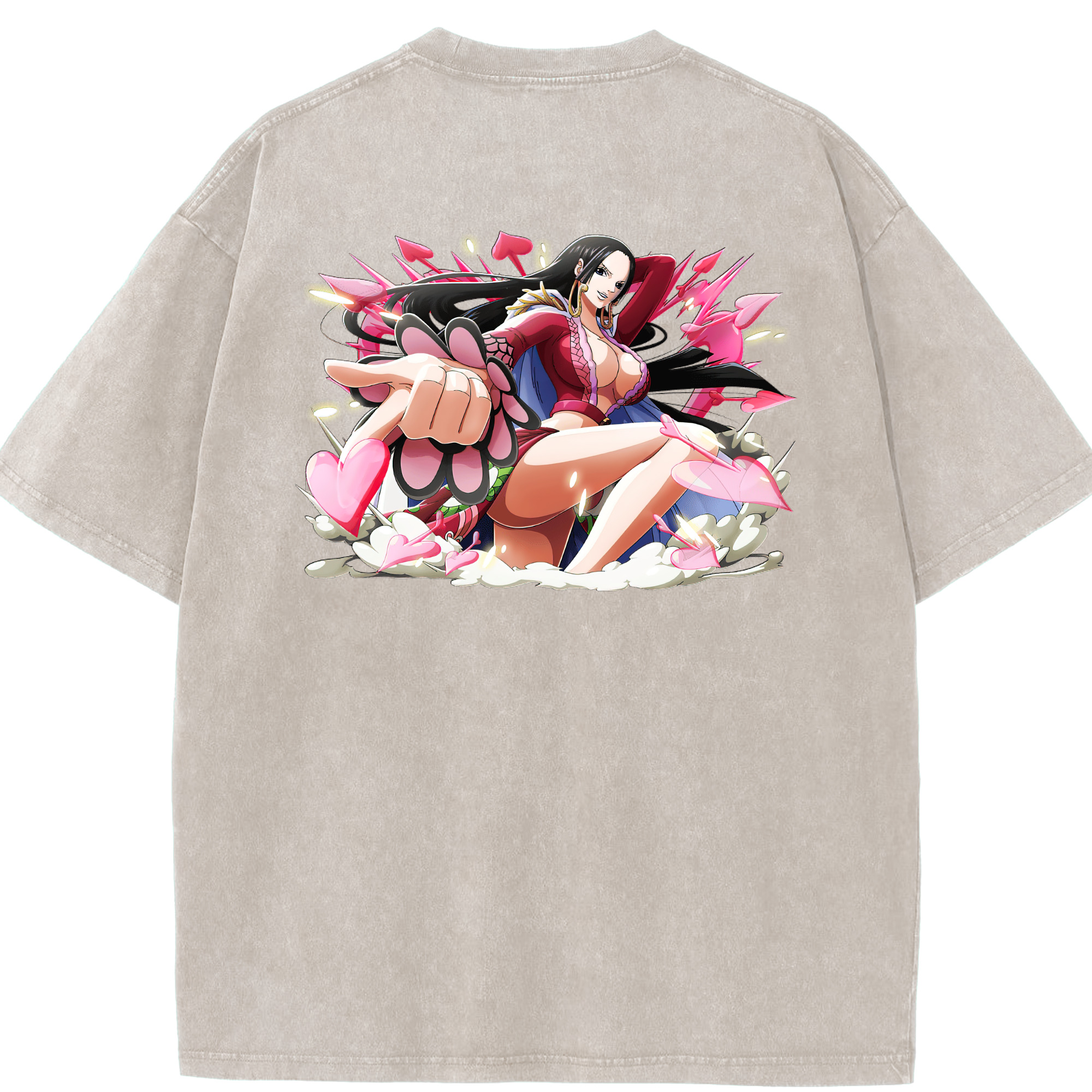 ワンピース ボア・ハンコック ONE PIECE Boa·Hancock 綿100% ヴィンテージ風 半袖Tシャツ（背面プリント）
