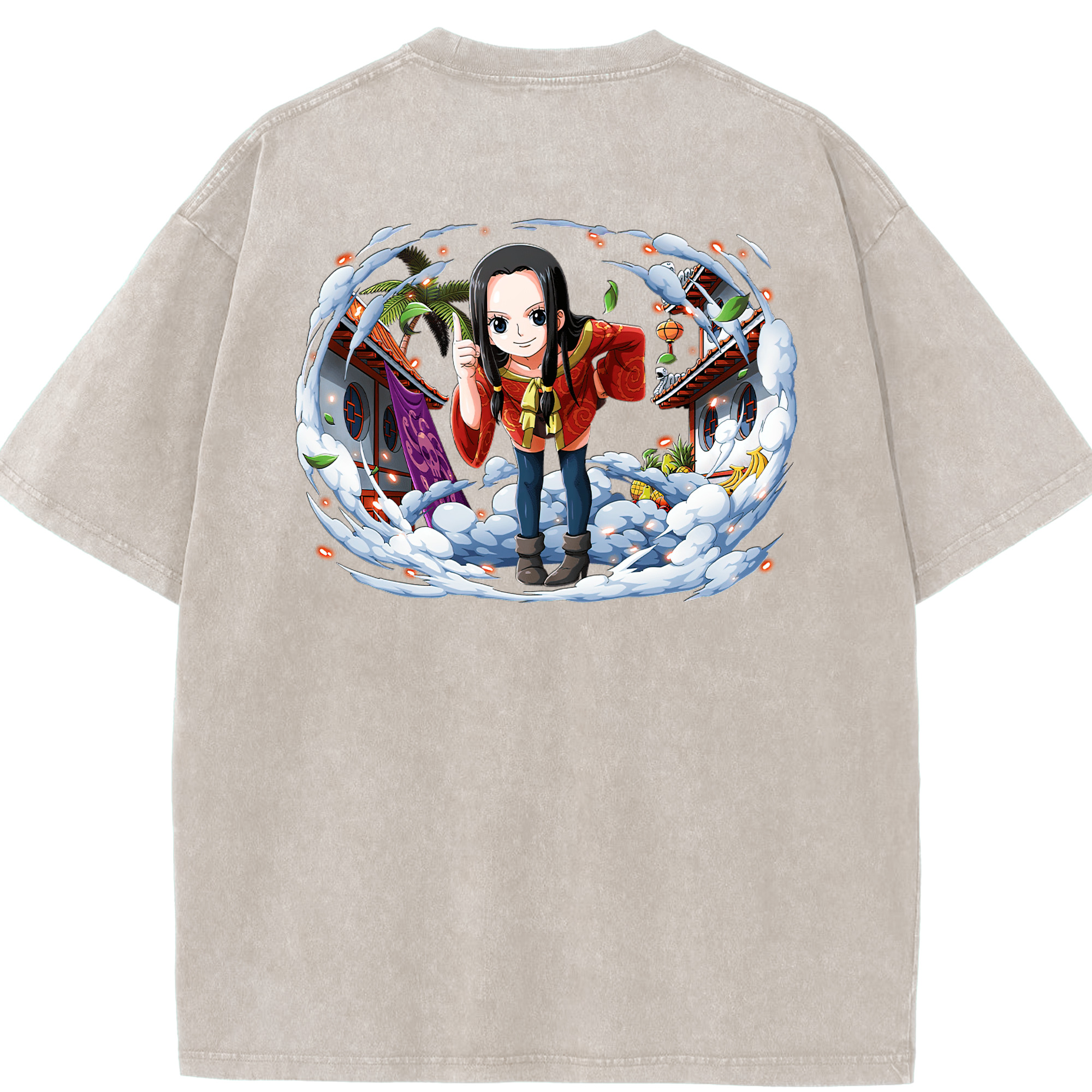 ワンピース ボア・ハンコック ONE PIECE Boa·Hancock 綿100% ヴィンテージ風 半袖Tシャツ（背面プリント）