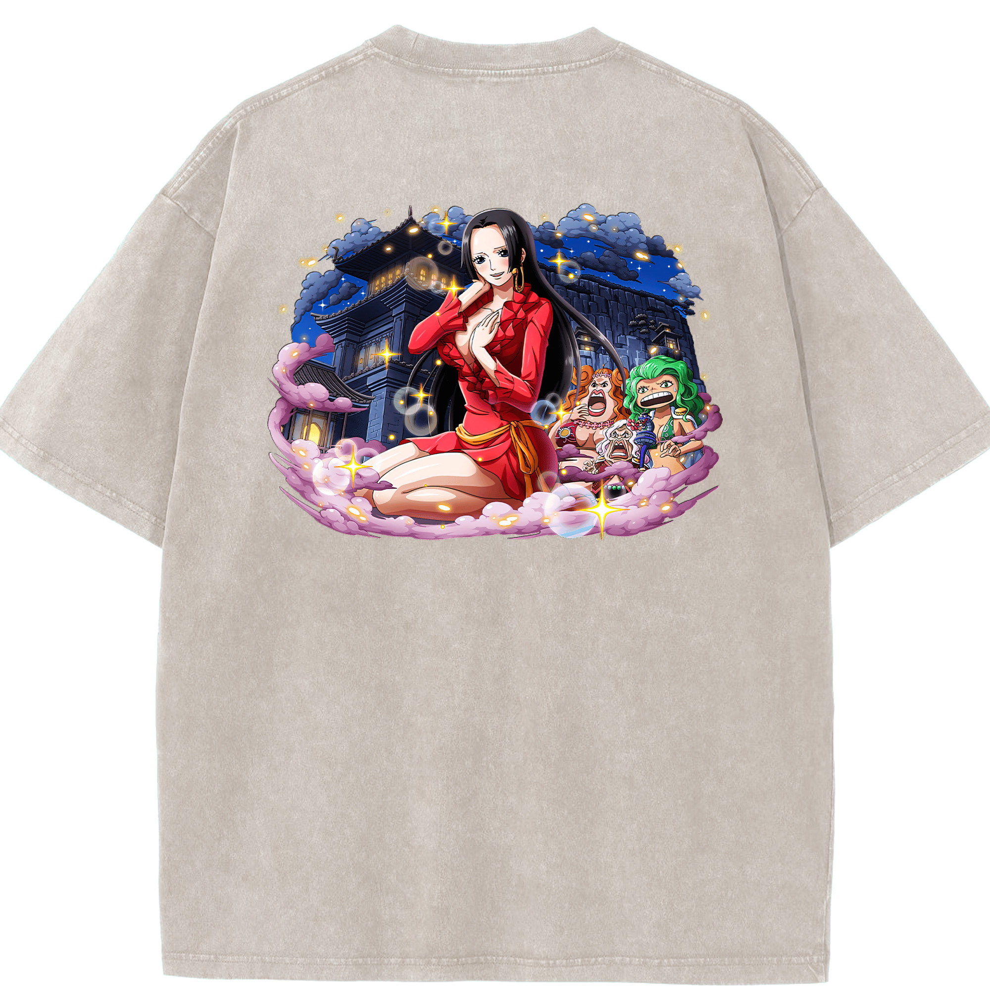 ワンピース ボア・ハンコック ONE PIECE Boa·Hancock 綿100% ヴィンテージ風 半袖Tシャツ（背面プリント）