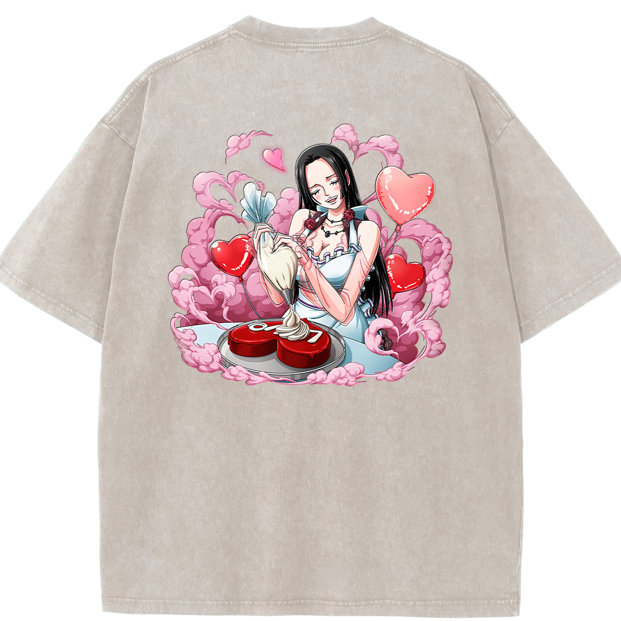 ワンピース ボア・ハンコック ONE PIECE Boa·Hancock 綿100% ヴィンテージ風 半袖Tシャツ（背面プリント）