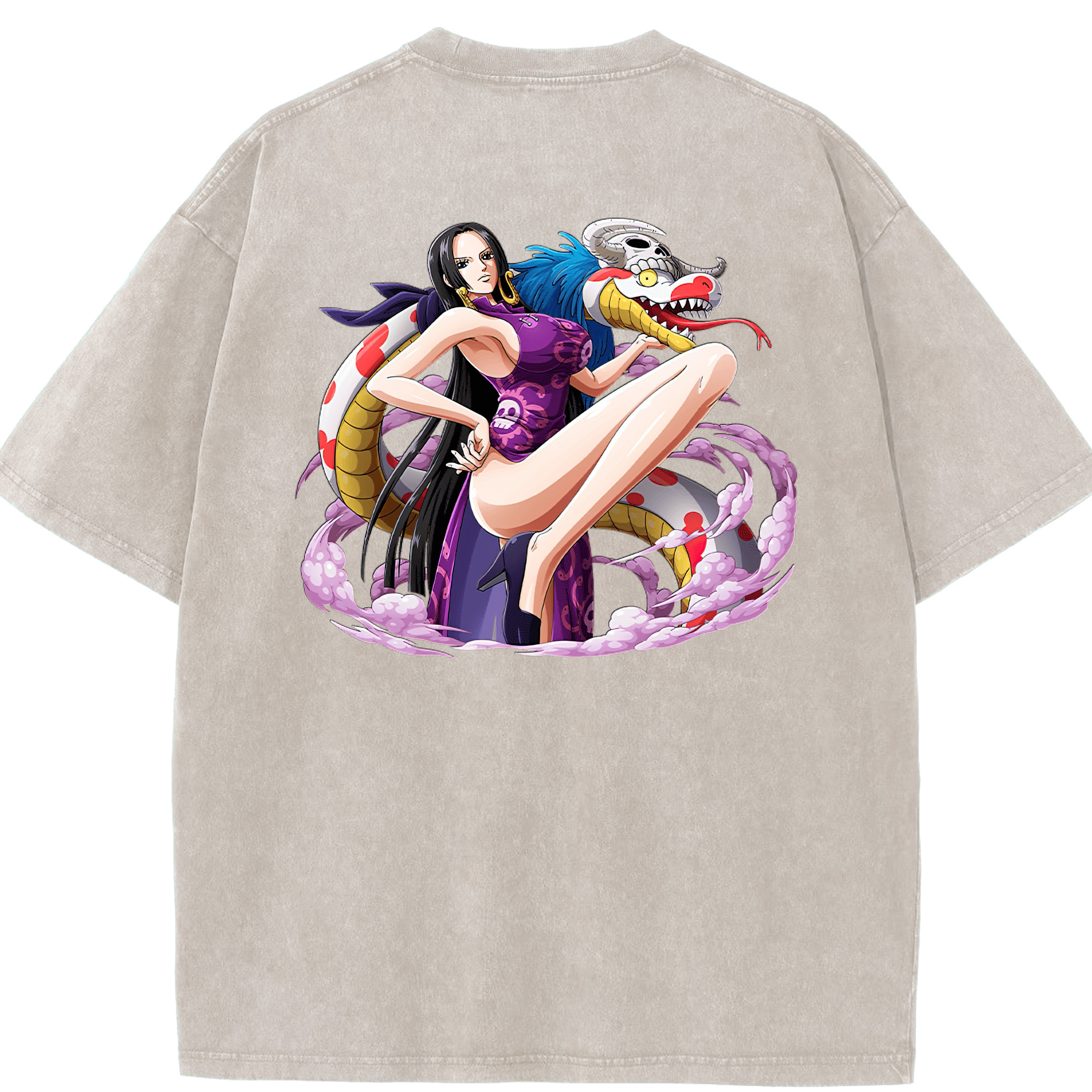 ワンピース ボア・ハンコック ONE PIECE Boa·Hancock 綿100% ヴィンテージ風 半袖Tシャツ（背面プリント）