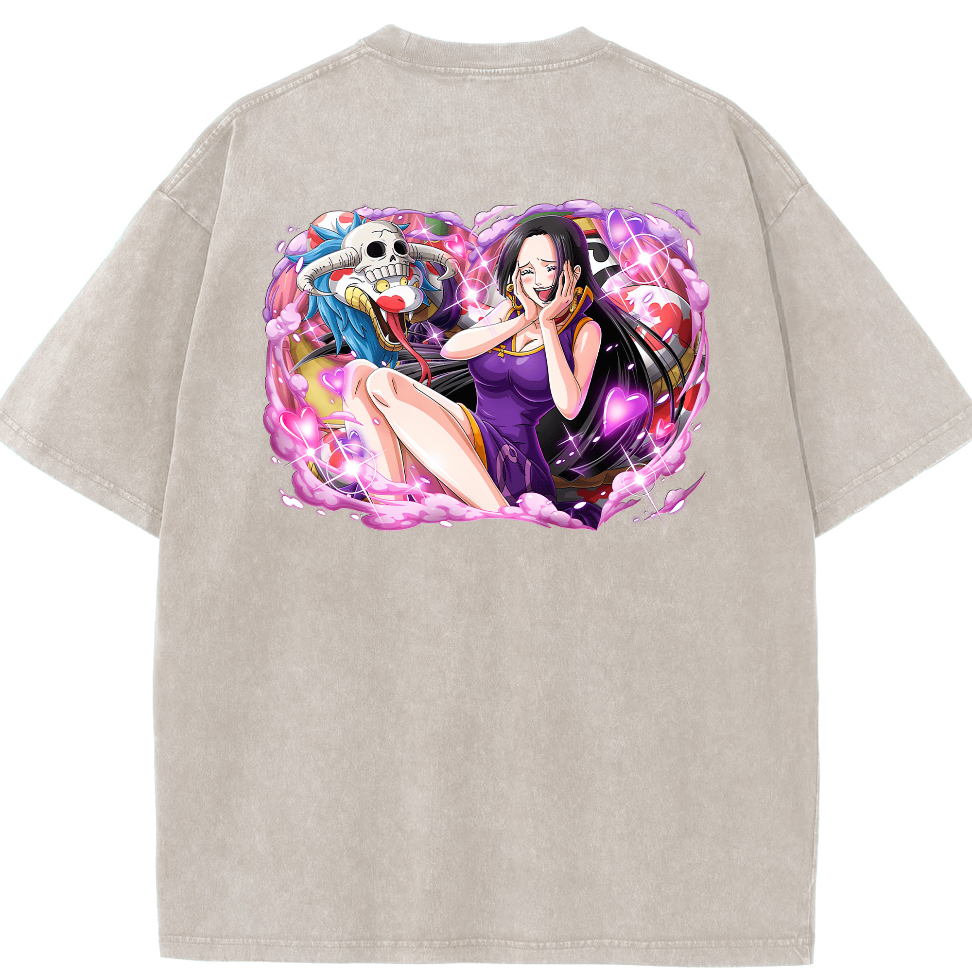 ワンピース ボア・ハンコック ONE PIECE Boa·Hancock 綿100% ヴィンテージ風 半袖Tシャツ（背面プリント）