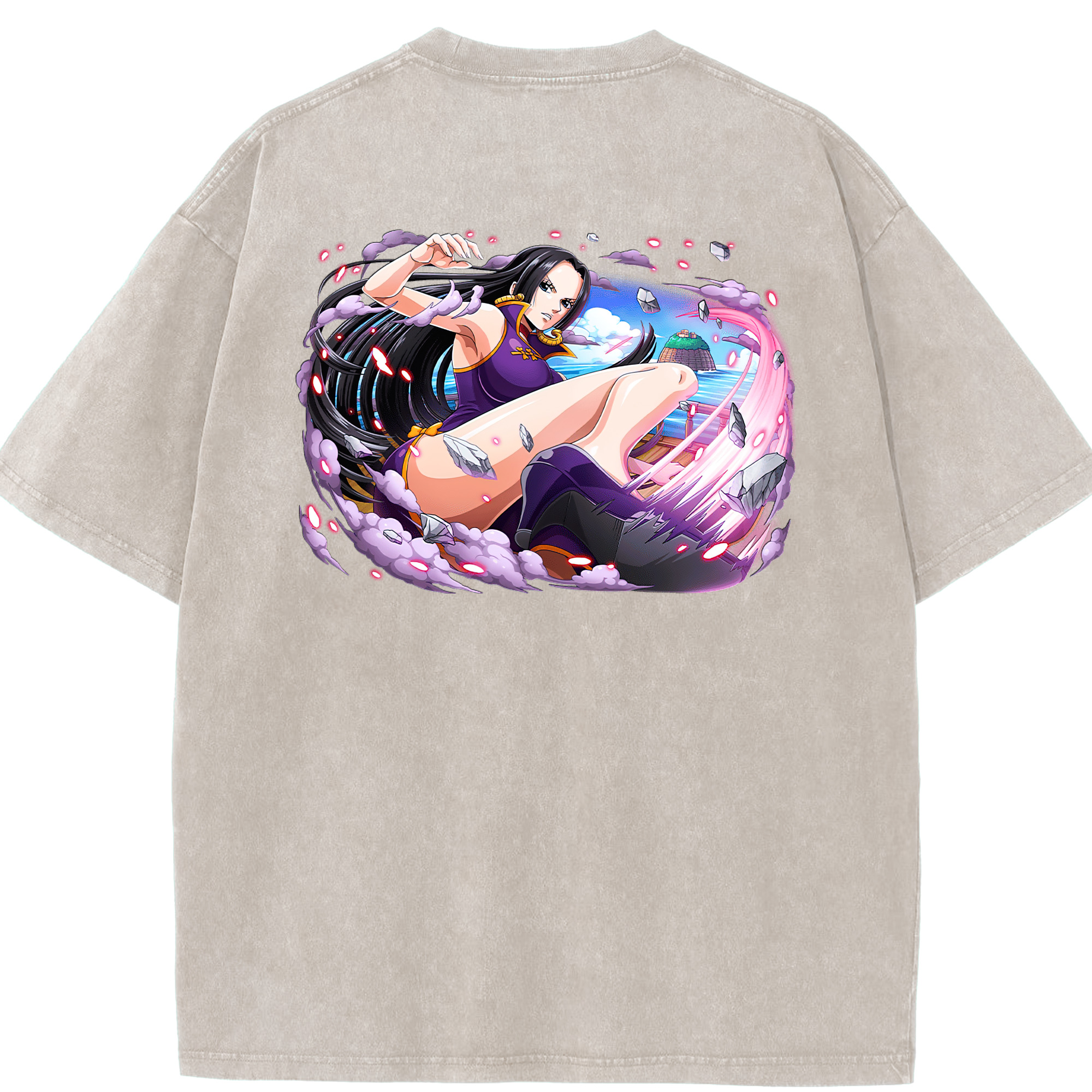 ワンピース ボア・ハンコック ONE PIECE Boa·Hancock 綿100% ヴィンテージ風 半袖Tシャツ（背面プリント）