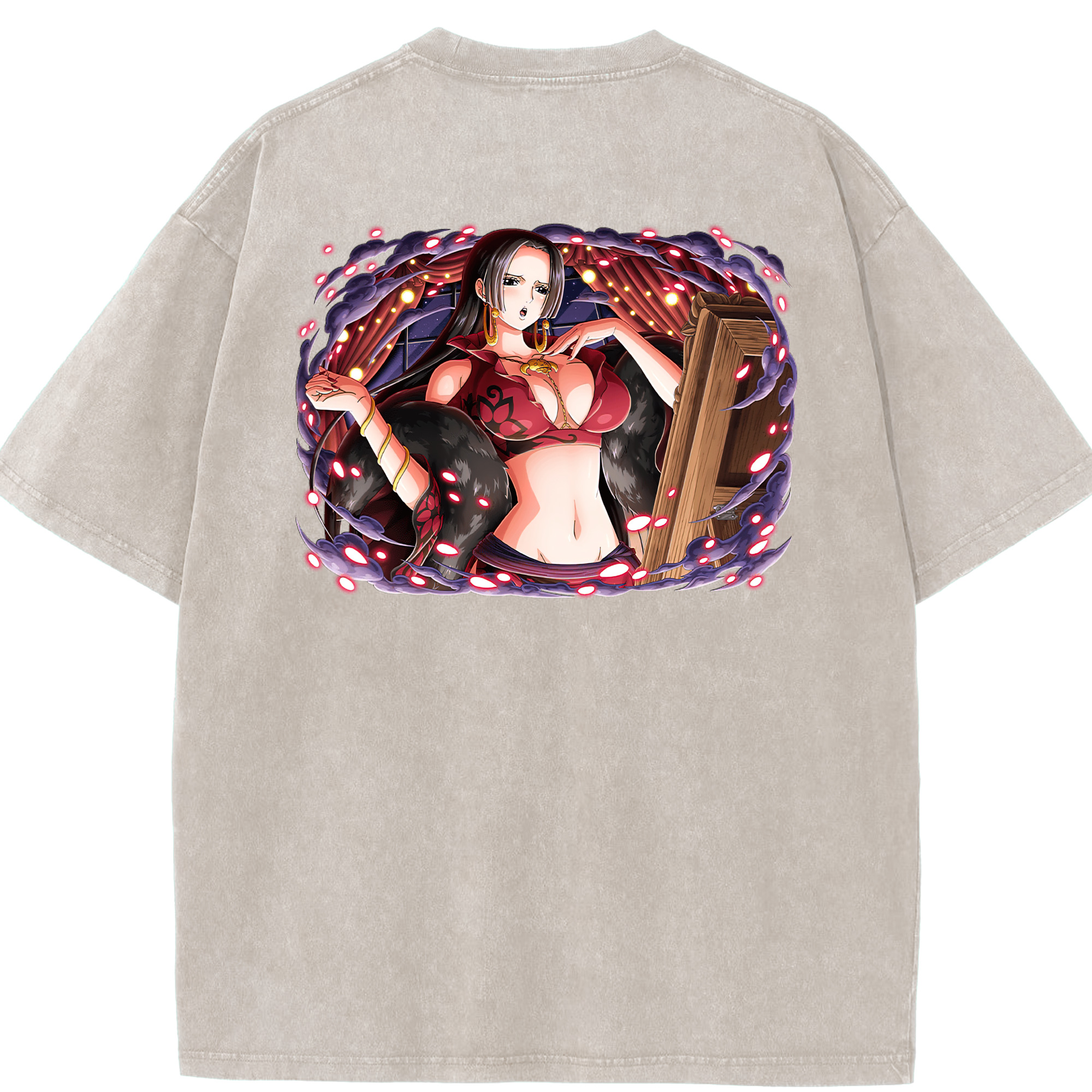 ワンピース ボア・ハンコック ONE PIECE Boa·Hancock 綿100% ヴィンテージ風 半袖Tシャツ（背面プリント）