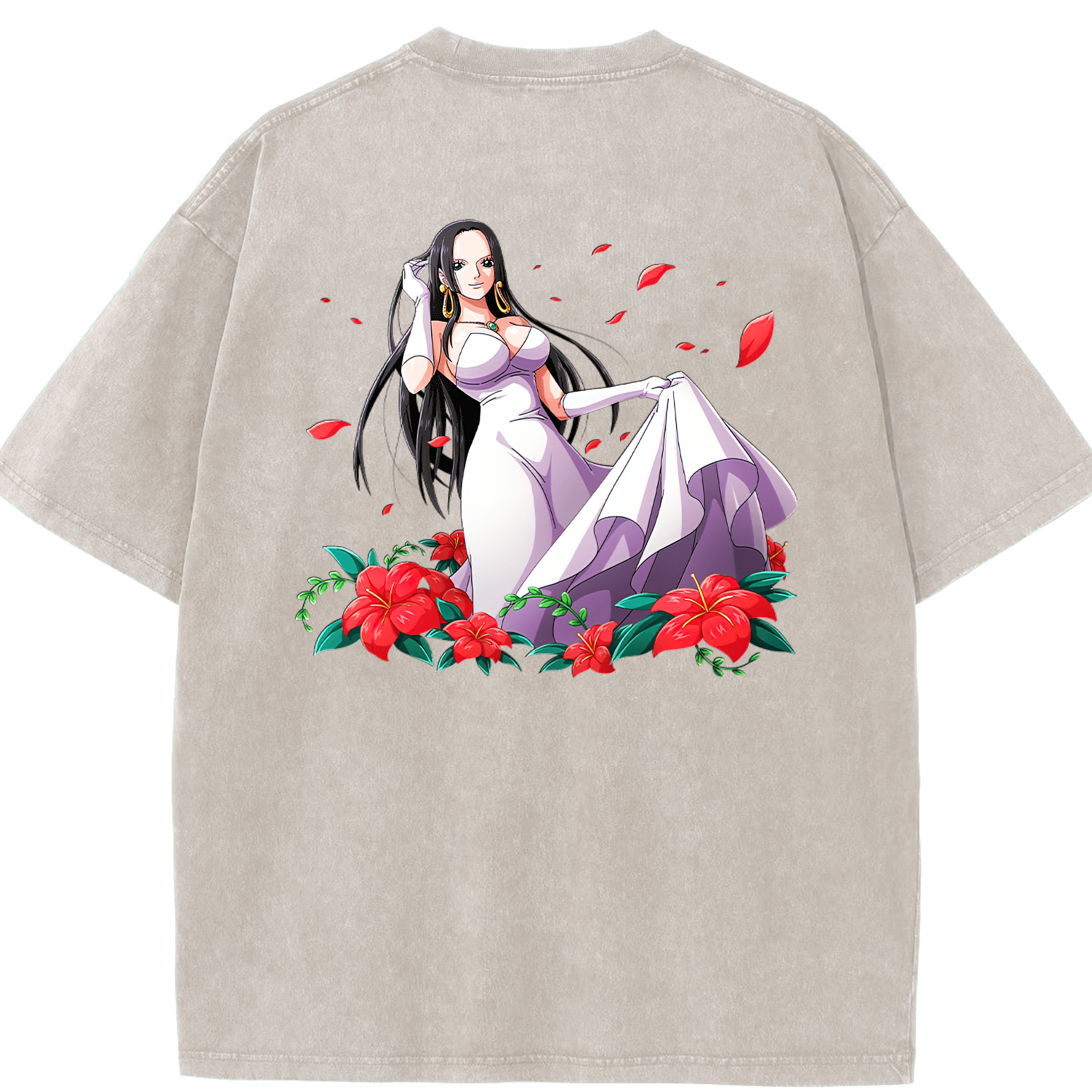 ワンピース ボア・ハンコック ONE PIECE Boa·Hancock 綿100% ヴィンテージ風 半袖Tシャツ（背面プリント）
