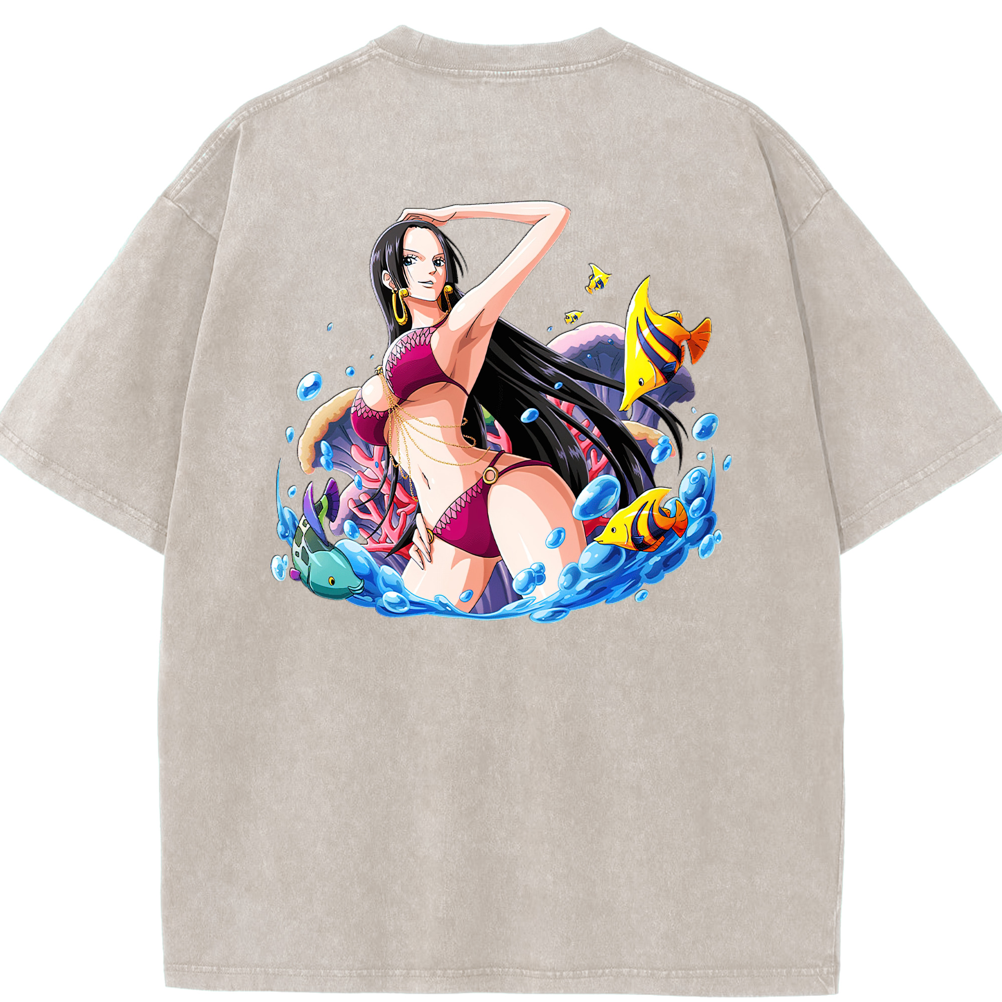 ワンピース ボア・ハンコック ONE PIECE Boa·Hancock 綿100% ヴィンテージ風 半袖Tシャツ（背面プリント）