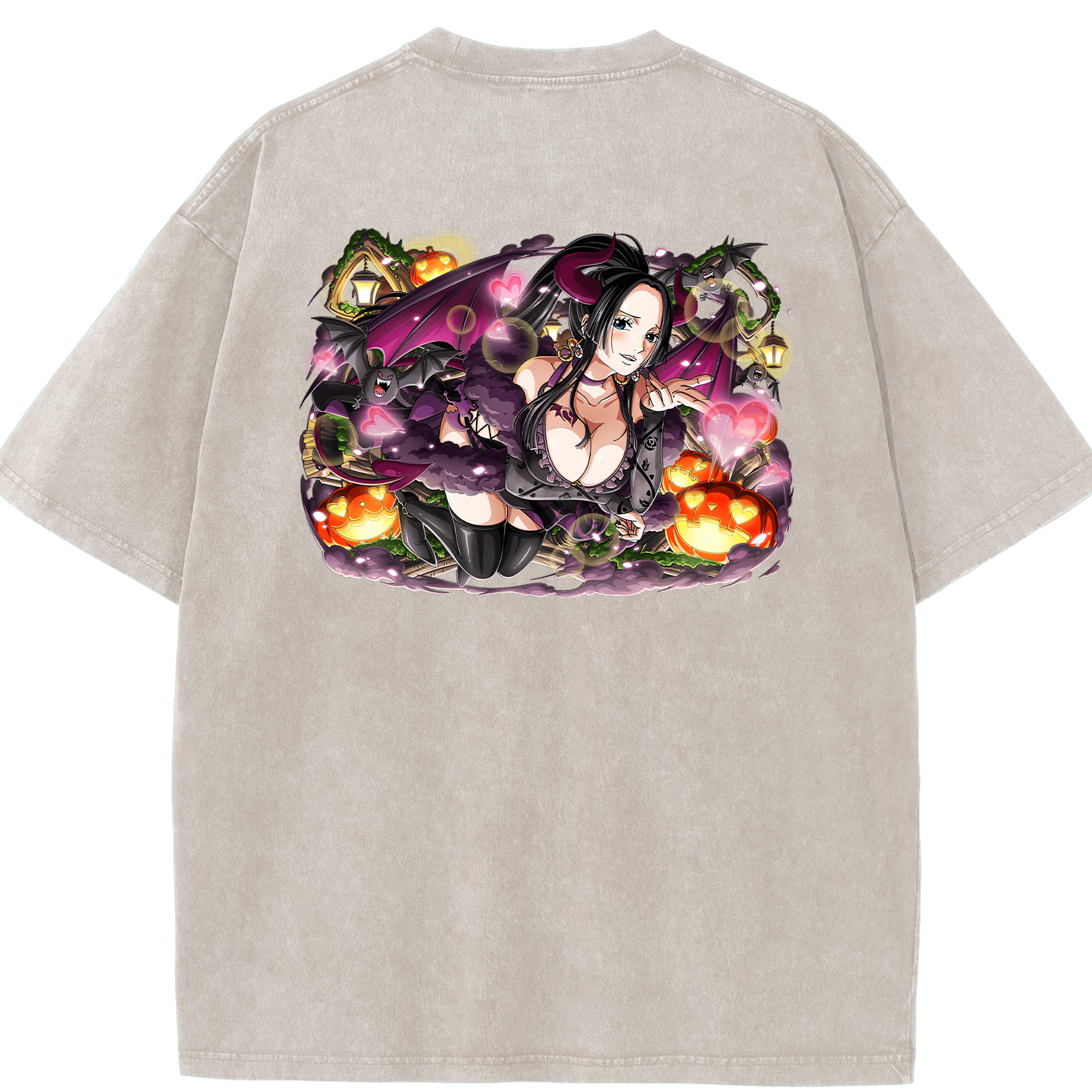 ワンピース ボア・ハンコック ONE PIECE Boa·Hancock 綿100% ヴィンテージ風 半袖Tシャツ（背面プリント）