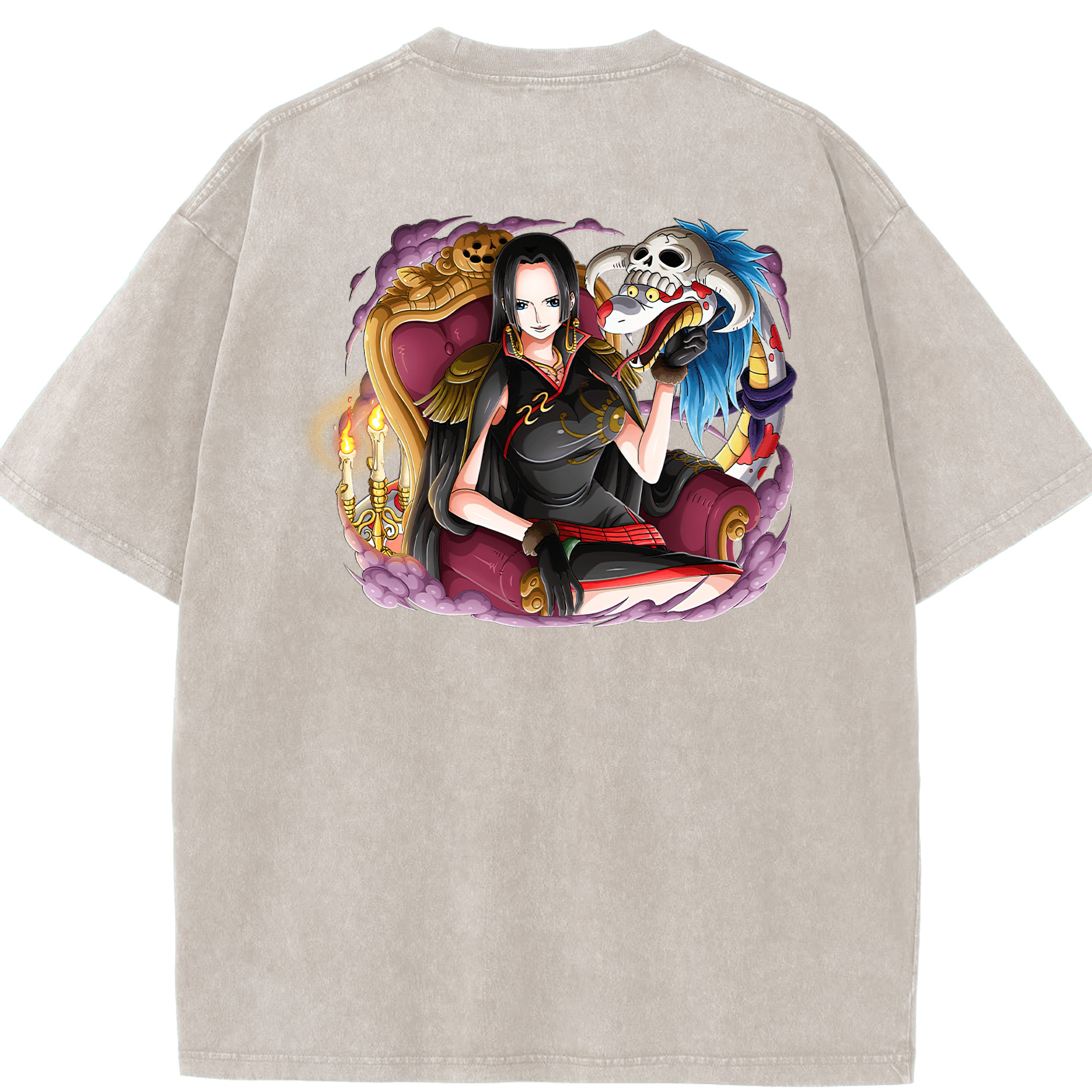 ワンピース ボア・ハンコック ONE PIECE Boa·Hancock 綿100% ヴィンテージ風 半袖Tシャツ（背面プリント）