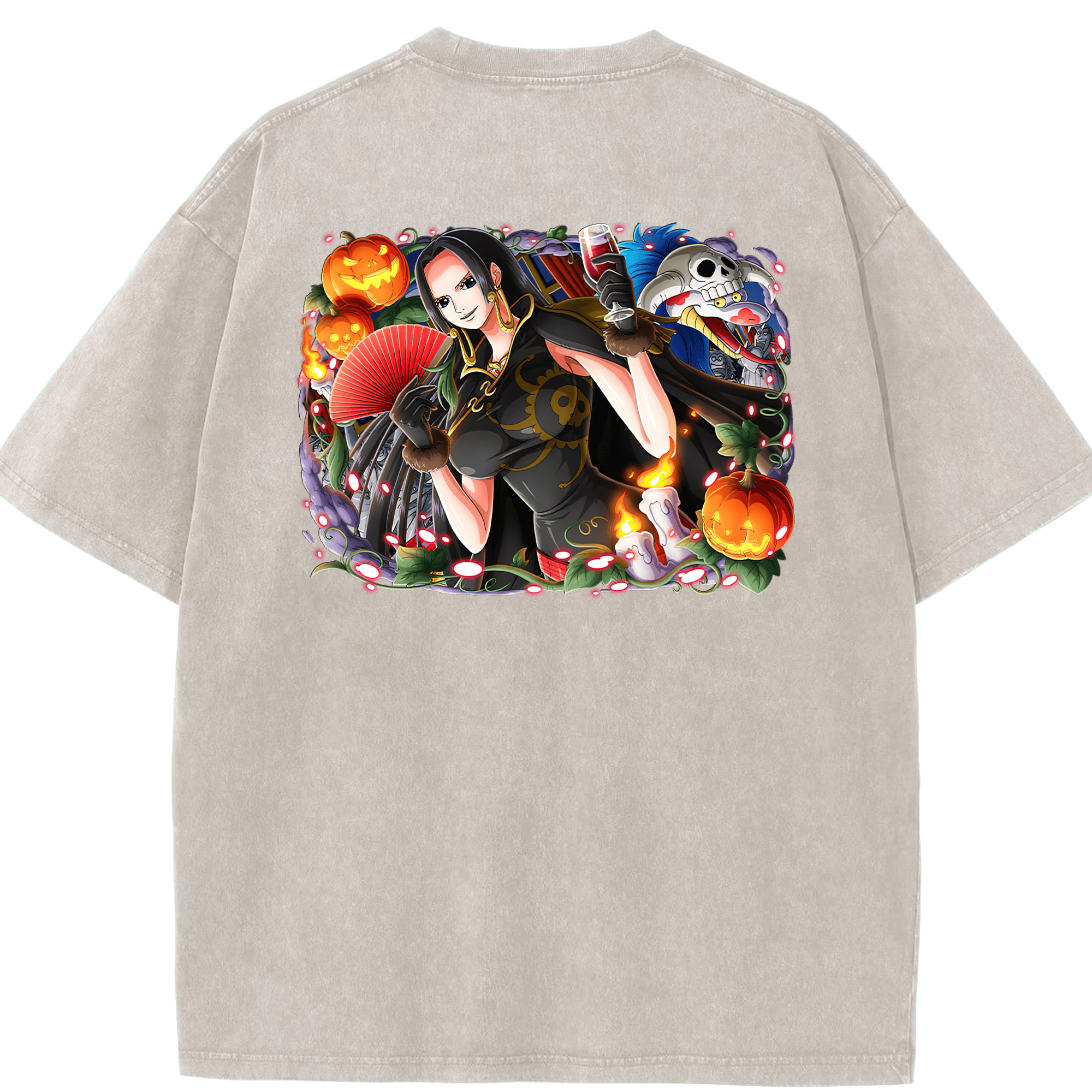 ワンピース ボア・ハンコック ONE PIECE Boa·Hancock 綿100% ヴィンテージ風 半袖Tシャツ（背面プリント）