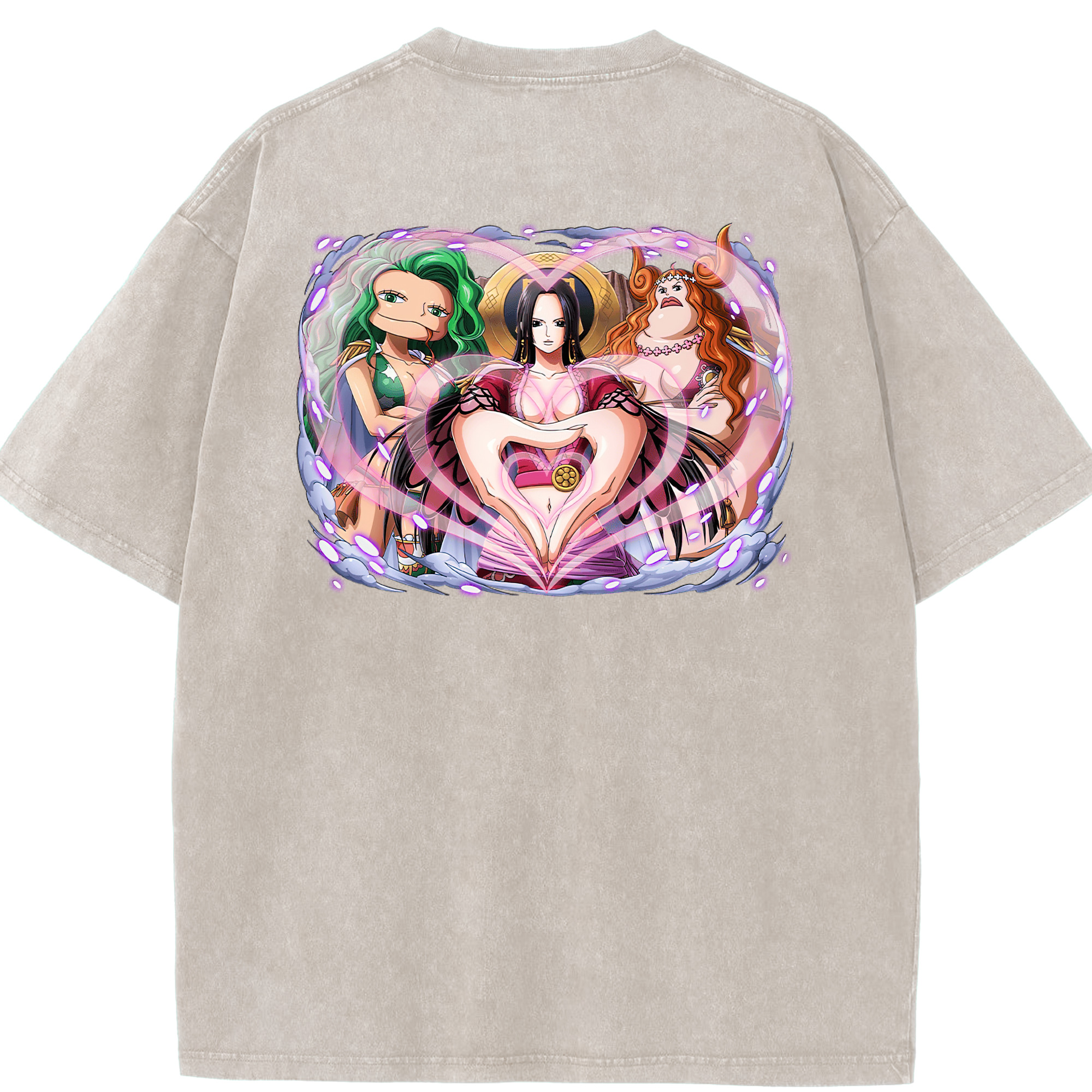 ワンピース ボア・ハンコック ONE PIECE Boa·Hancock 綿100% ヴィンテージ風 半袖Tシャツ（背面プリント）