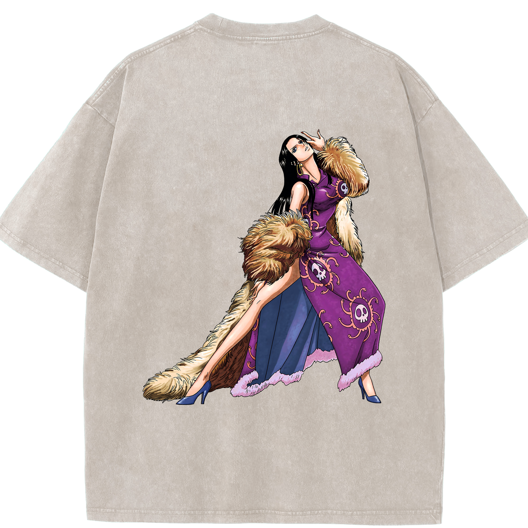 ワンピース ボア・ハンコック ONE PIECE Boa·Hancock 綿100% ヴィンテージ風 半袖Tシャツ（背面プリント）