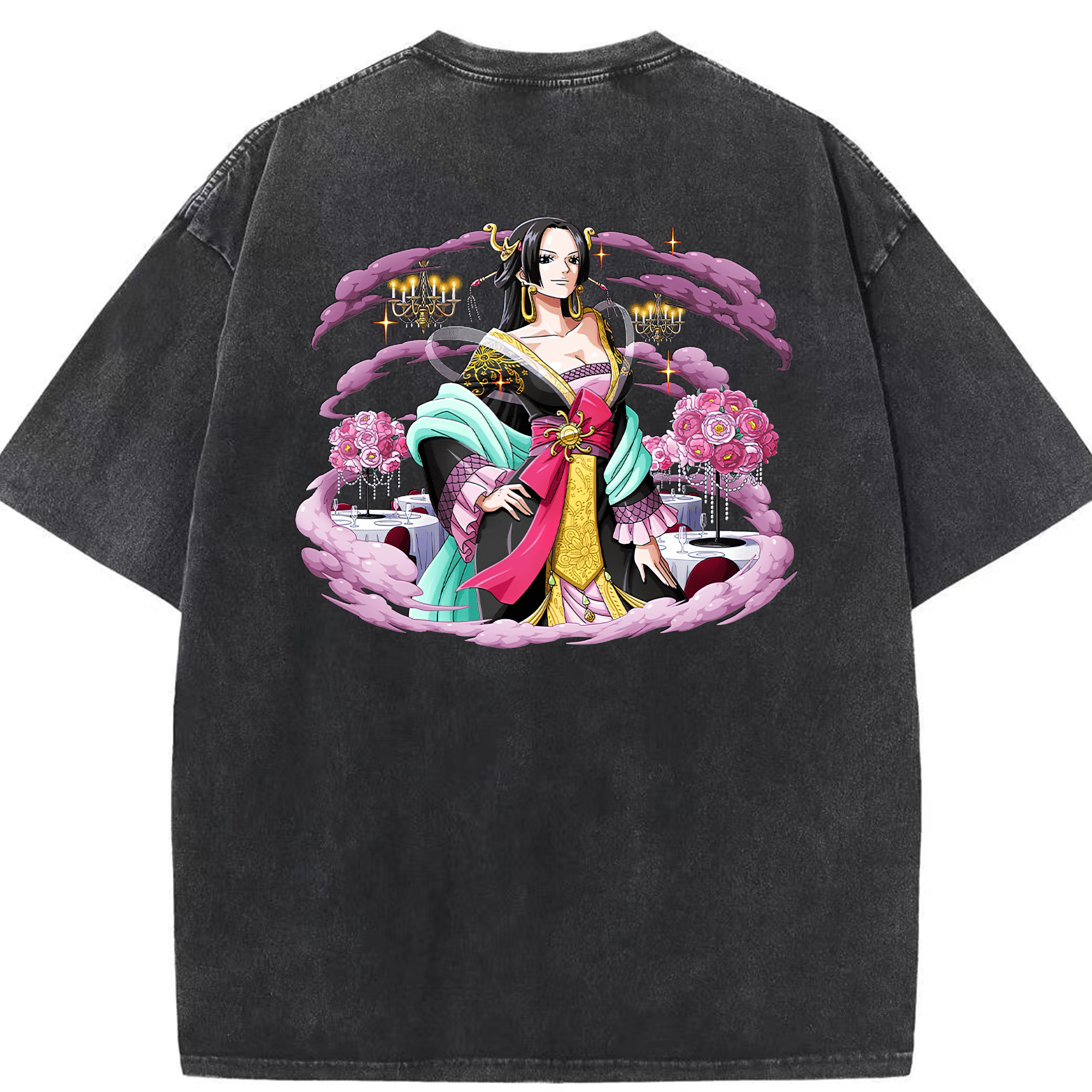 ワンピース ボア・ハンコック ONE PIECE Boa·Hancock 綿100% ヴィンテージ風 半袖Tシャツ（背面プリント）