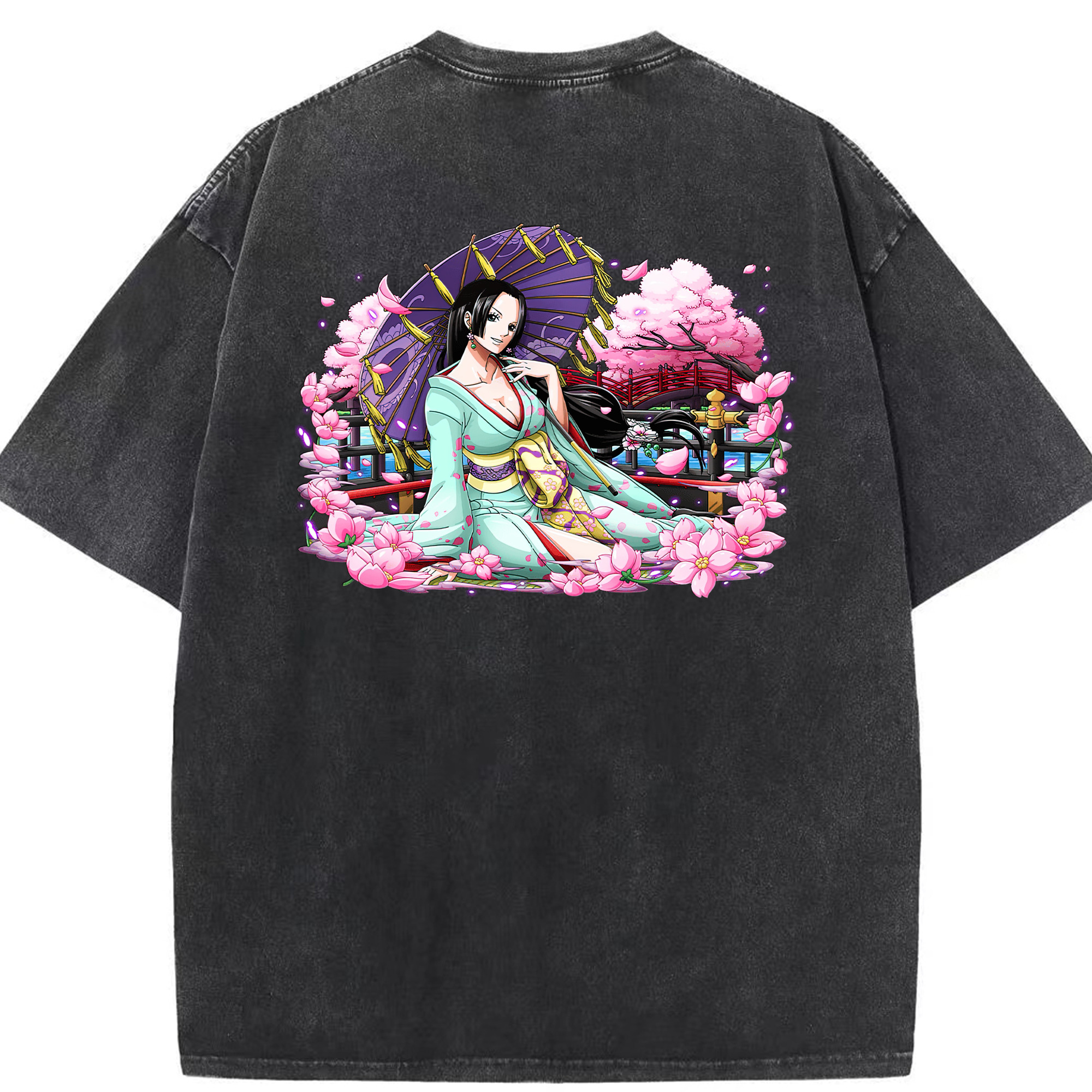 ワンピース ボア・ハンコック ONE PIECE Boa·Hancock 綿100% ヴィンテージ風 半袖Tシャツ（背面プリント）