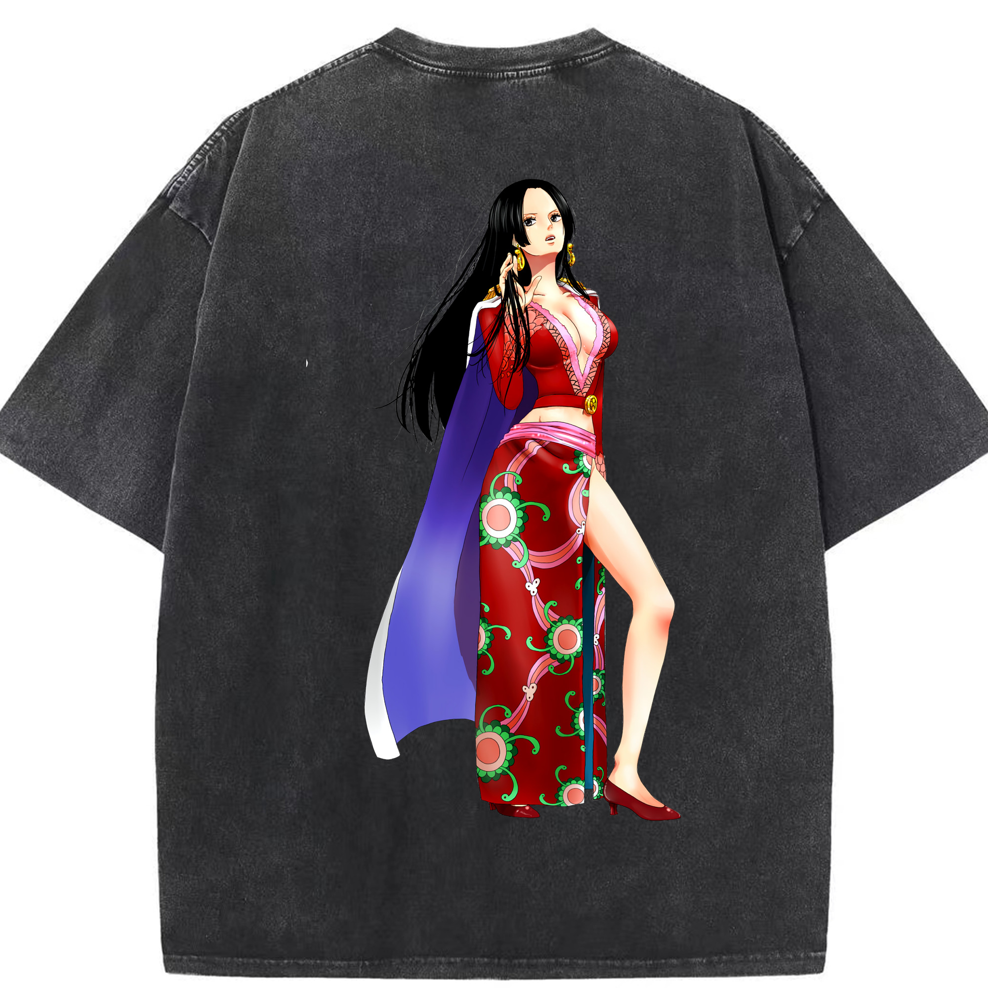 ワンピース ボア・ハンコック ONE PIECE Boa·Hancock 綿100% ヴィンテージ風 半袖Tシャツ（背面プリント）