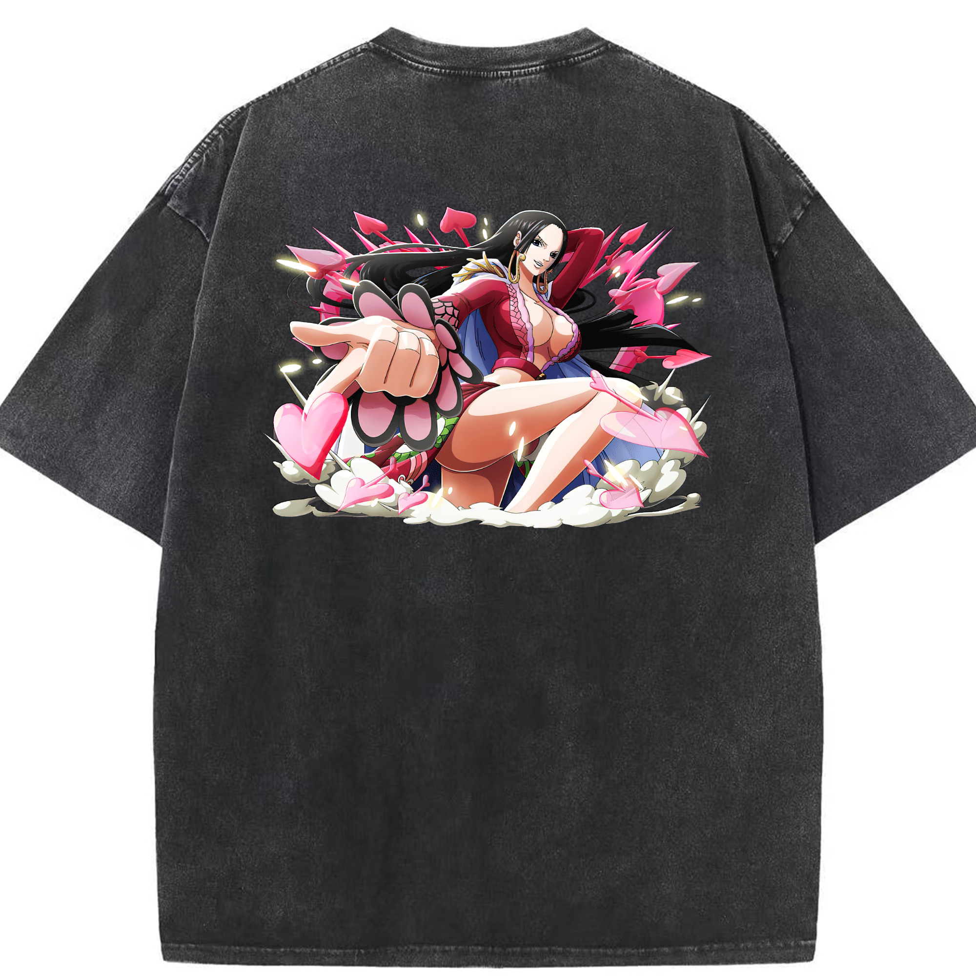 ワンピース ボア・ハンコック ONE PIECE Boa·Hancock 綿100% ヴィンテージ風 半袖Tシャツ（背面プリント）