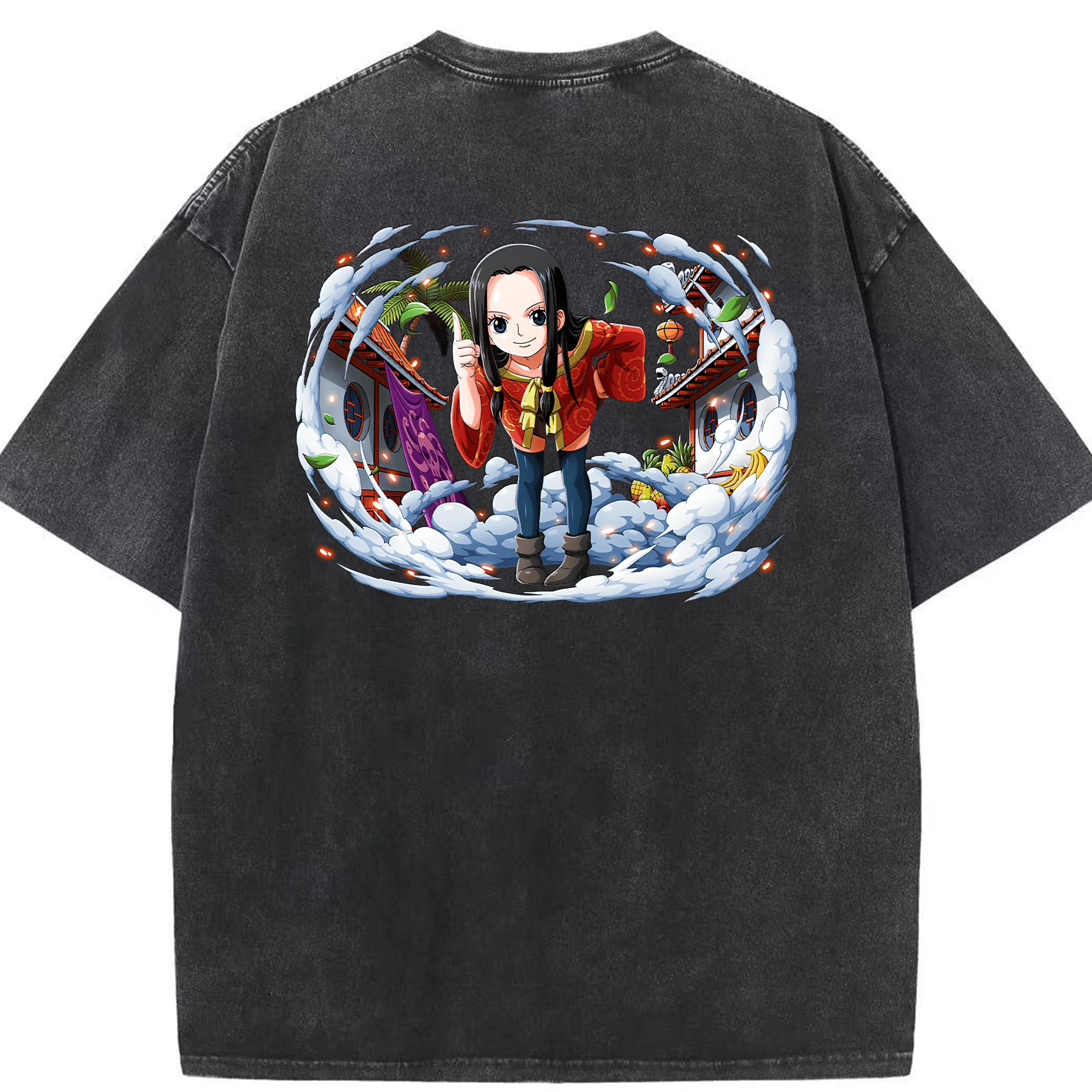 ワンピース ボア・ハンコック ONE PIECE Boa·Hancock 綿100% ヴィンテージ風 半袖Tシャツ（背面プリント）