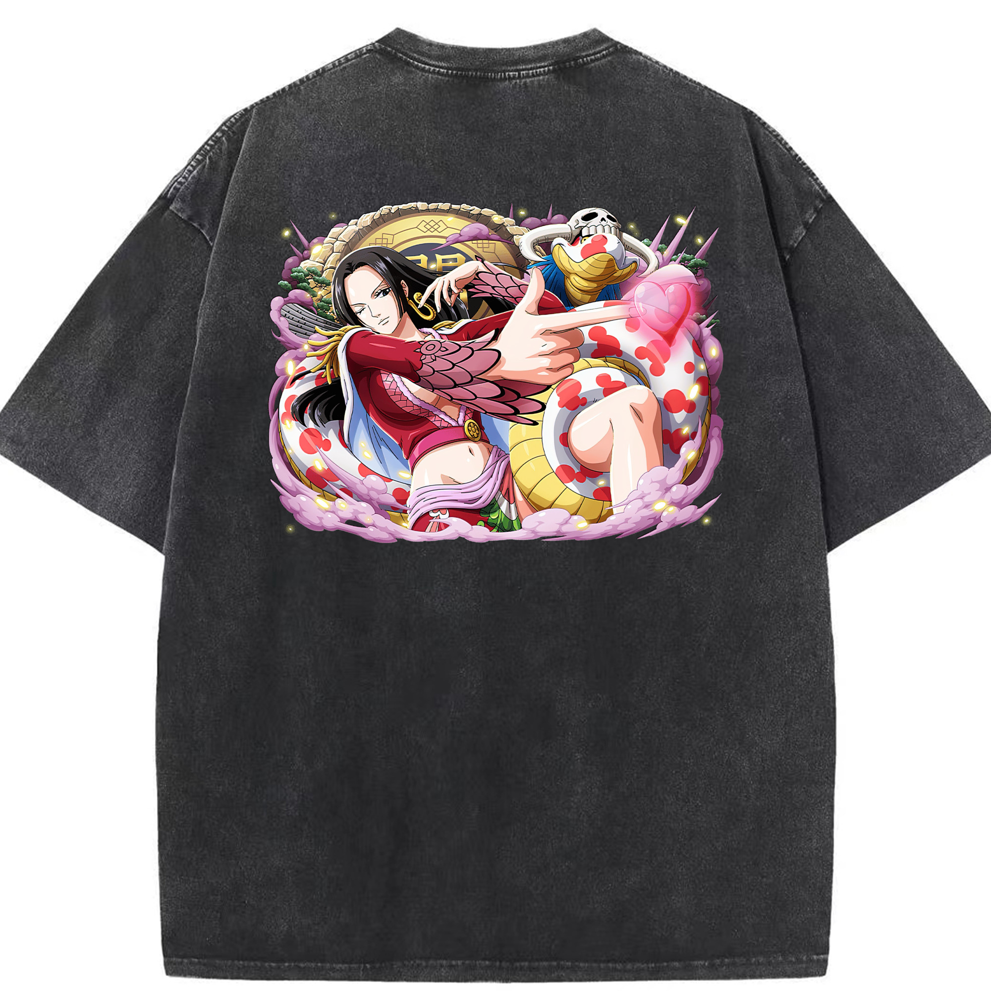 ワンピース ボア・ハンコック ONE PIECE Boa·Hancock 綿100% ヴィンテージ風 半袖Tシャツ（背面プリント）