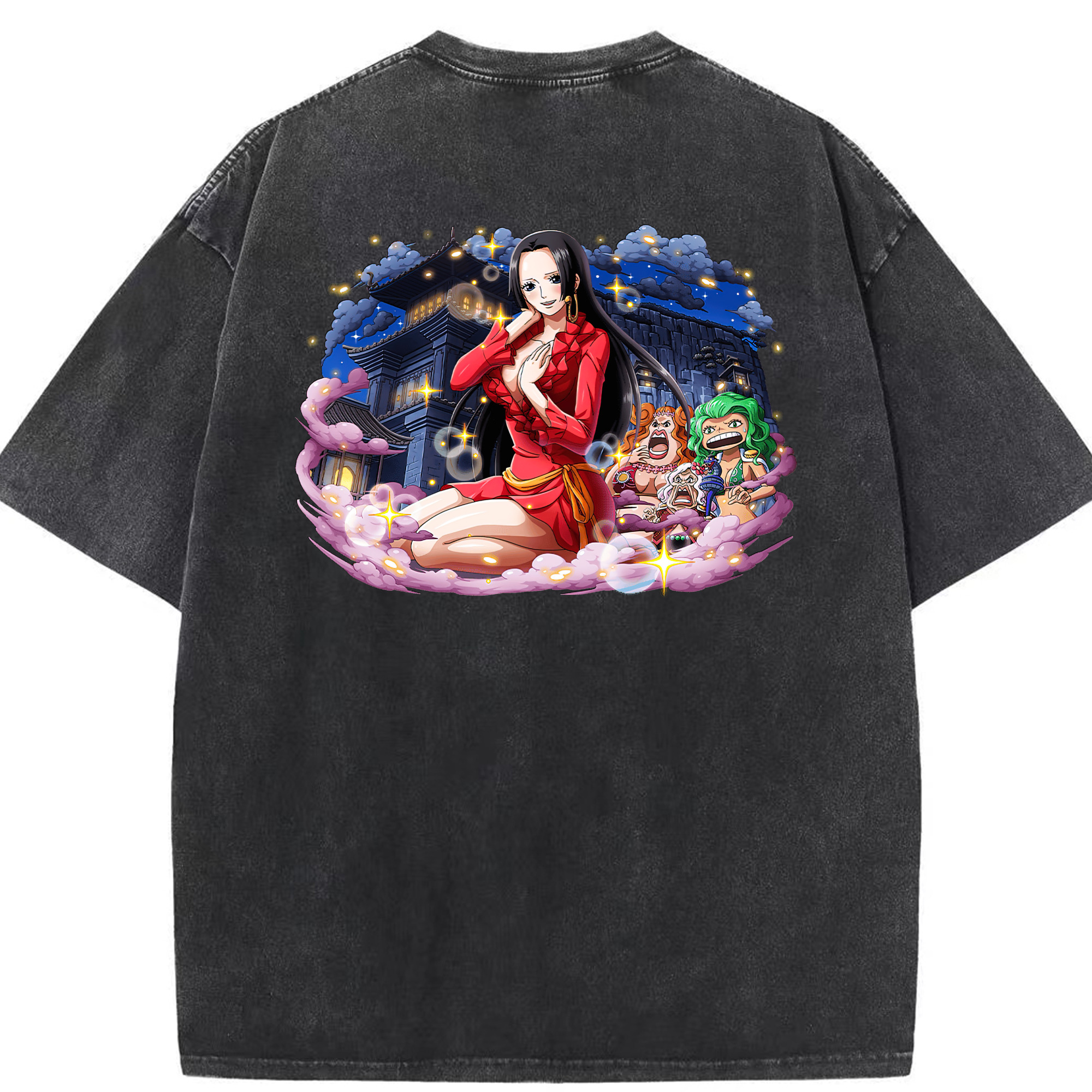 ワンピース ボア・ハンコック ONE PIECE Boa·Hancock 綿100% ヴィンテージ風 半袖Tシャツ（背面プリント）