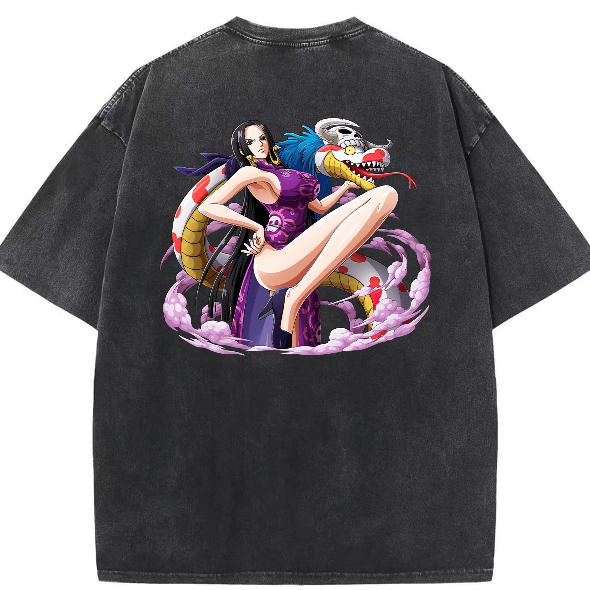 ワンピース ボア・ハンコック ONE PIECE Boa·Hancock 綿100% ヴィンテージ風 半袖Tシャツ（背面プリント）
