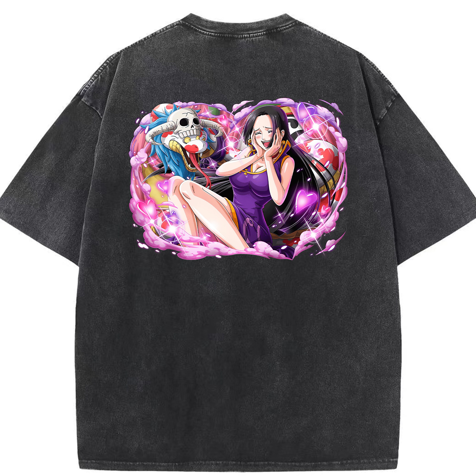 ワンピース ボア・ハンコック ONE PIECE Boa·Hancock 綿100% ヴィンテージ風 半袖Tシャツ（背面プリント）